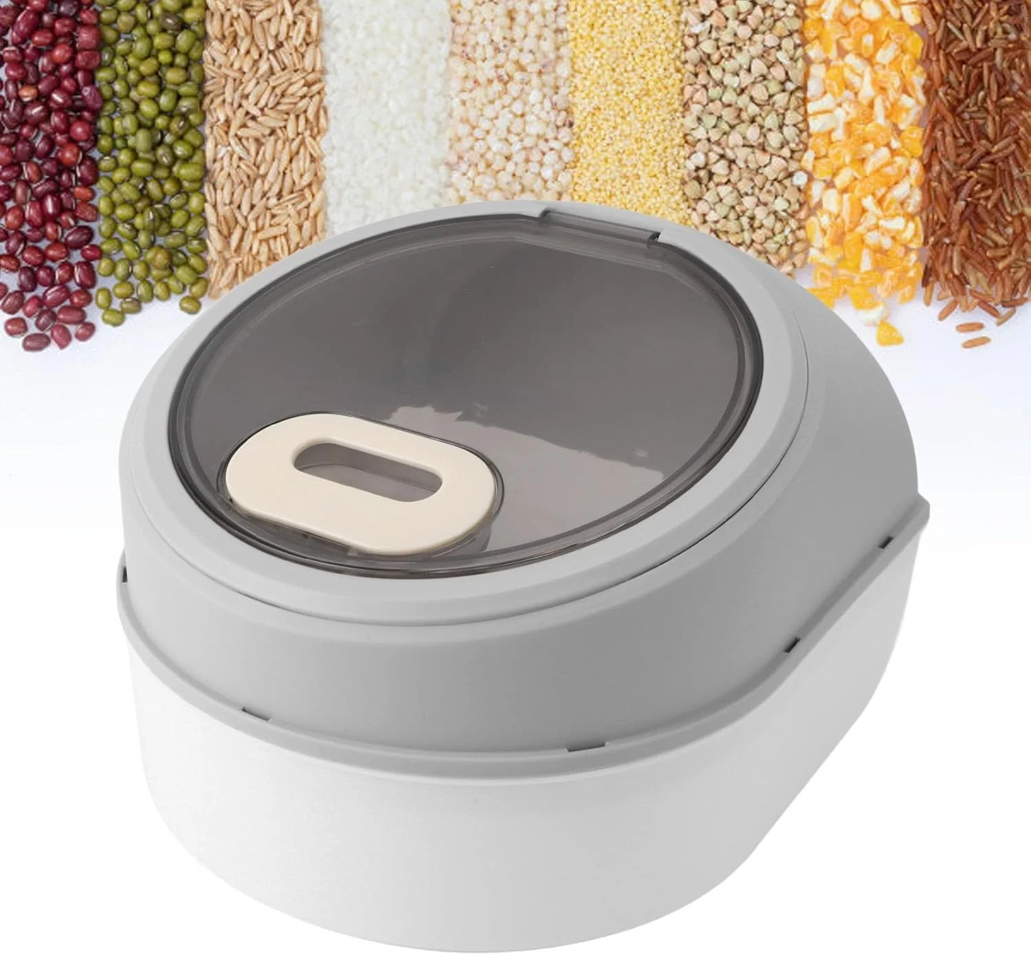 ظرف نگهداری برنج Asixxsix با ظرفیت 5 کیلوگرم، سطل برنج پلاستیکی با پیمانه اندازه گیری، پخش کننده دانه های مقاوم در برابر حرارت بالا و ضد هوا برای پیشخوان های خانگی یا آشپزخانه (خاکستری سفید) ظرف نگهداری برنج Asixxsix با ظرفیت 5 کیلوگرم، سطل برنج پلاستیکی با پیمانه اندازه گیری، پخش کننده دانه های مقاوم در برابر حرارت بالا و ضد هوا برای پیشخوان های خانگی یا آشپزخانه (خاکستری سفید)