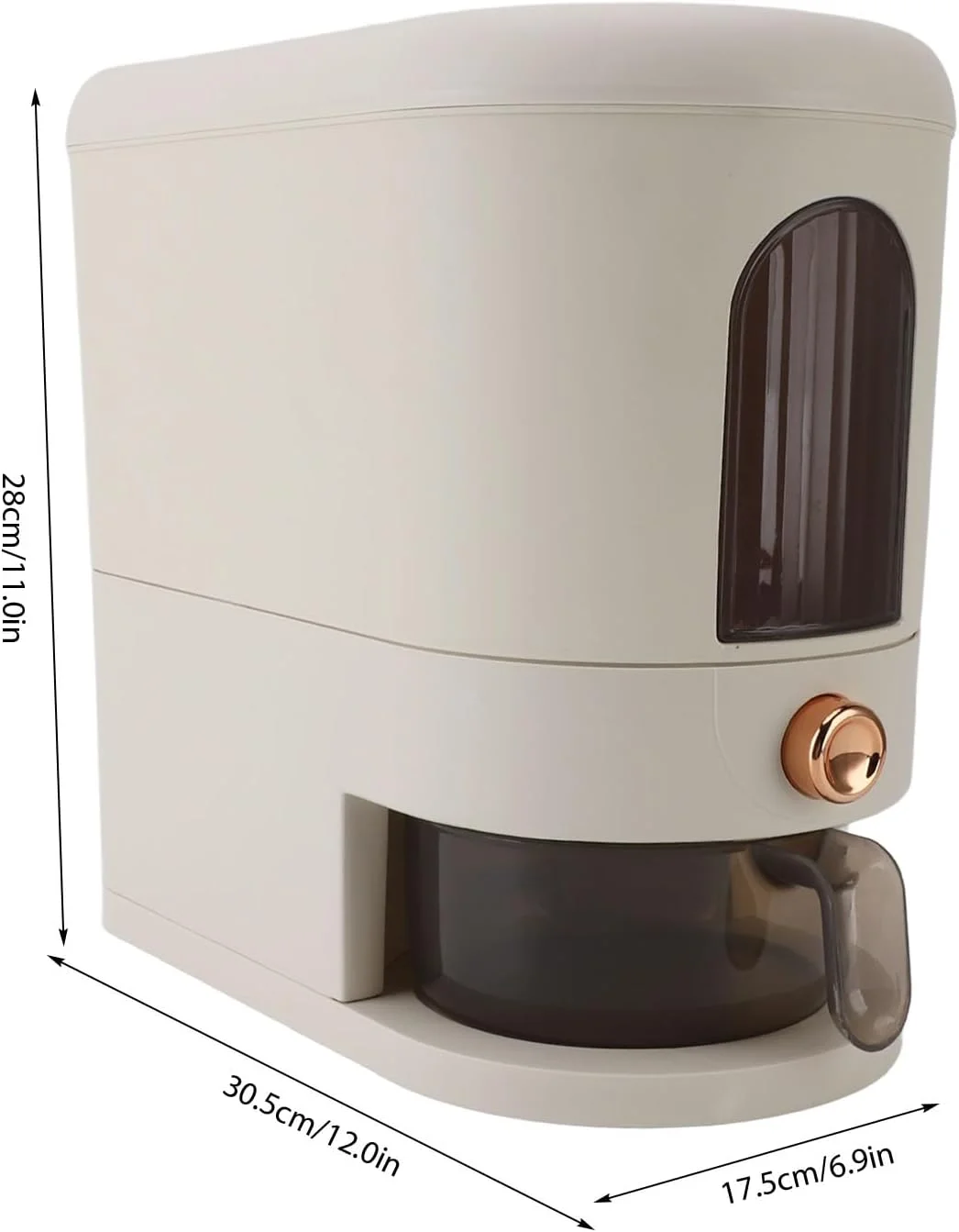 ظرف بزرگ نگهداری برنج RIZGHWOY، مخزن اتوماتیک غلات، ظرف ذخیره سازی 5 کیلوگرمی چند منظوره، سطل غلات خانگی درب دار (سفید کرمی)