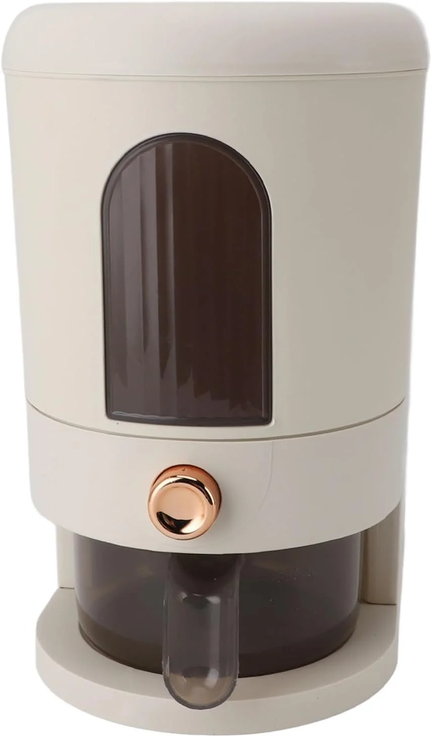 ظرف بزرگ نگهداری برنج RIZGHWOY، مخزن اتوماتیک غلات، ظرف ذخیره سازی 5 کیلوگرمی چند منظوره، سطل غلات خانگی درب دار (سفید کرمی)