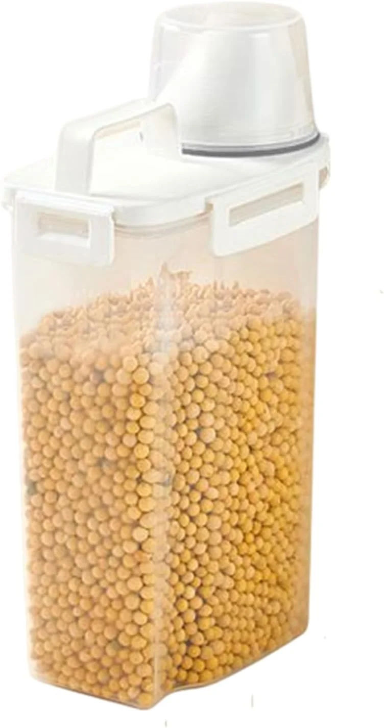 ظروف نگهداری آرد | ظرف ضد آب برنج با پیمانه اندازه گیری، لوازم آشپزخانه 2.5 لیتری دربسته، سطل غذا برای رستوران، حیوانات، مزرعه، خانه، انبار