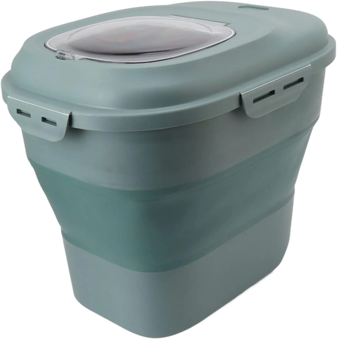 ظرف نگهداری غذای تاشو VELATEMOR، ظرف بزرگ نگهداری غذای حیوانات خانگی سگ و گربه، غلات و برنج، با پیمانه اندازه گیری و چرخ غلتکی (سبز)