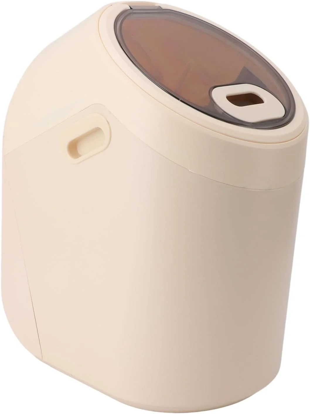 ظرف نگهداری برنج Asixxsix، ظرف بزرگ پلاستیکی دربسته با ظرفیت 12.5 کیلوگرم، چند منظوره برای نگهداری مواد غذایی خشک در آشپزخانه، دارای درب شفاف و پیمانه اندازه گیری برای غلات، حبوبات و سویا (کرمی)