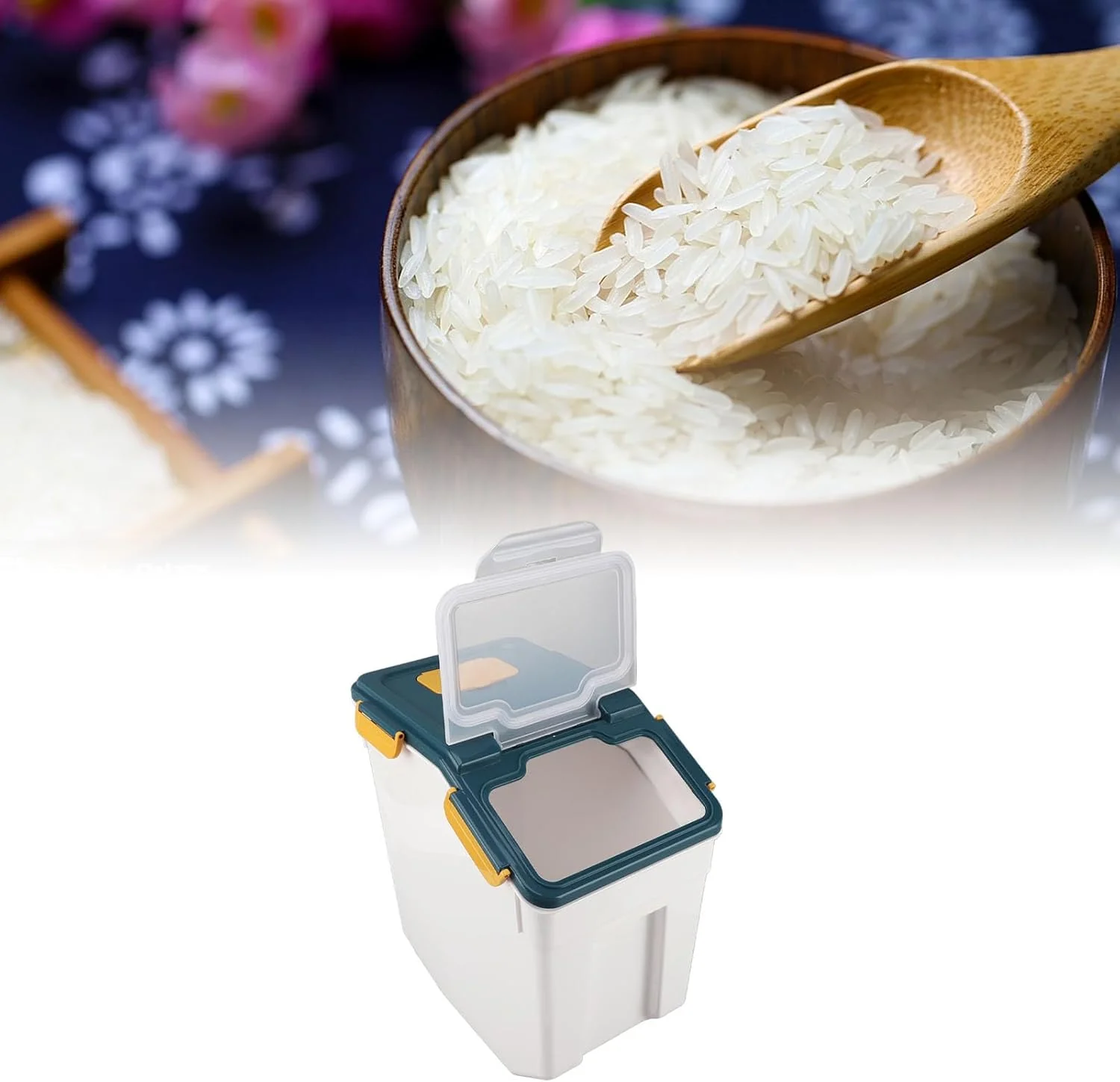 ظرف نگهداری برنج VELATEMOR، سطل نگهداری برنج مهر و موم شده، ضخیم شده، چند منظوره، مقاوم در برابر رطوبت برای آشپزخانه (25 کیلوگرم، 40x28x40 سانتی متر) ظرف نگهداری برنج VELATEMOR، سطل نگهداری برنج مهر و موم شده، ضخیم شده، چند منظوره، مقاوم در برابر رطوبت برای آشپزخانه (25 کیلوگرم، 40x28x40 سانتی متر)