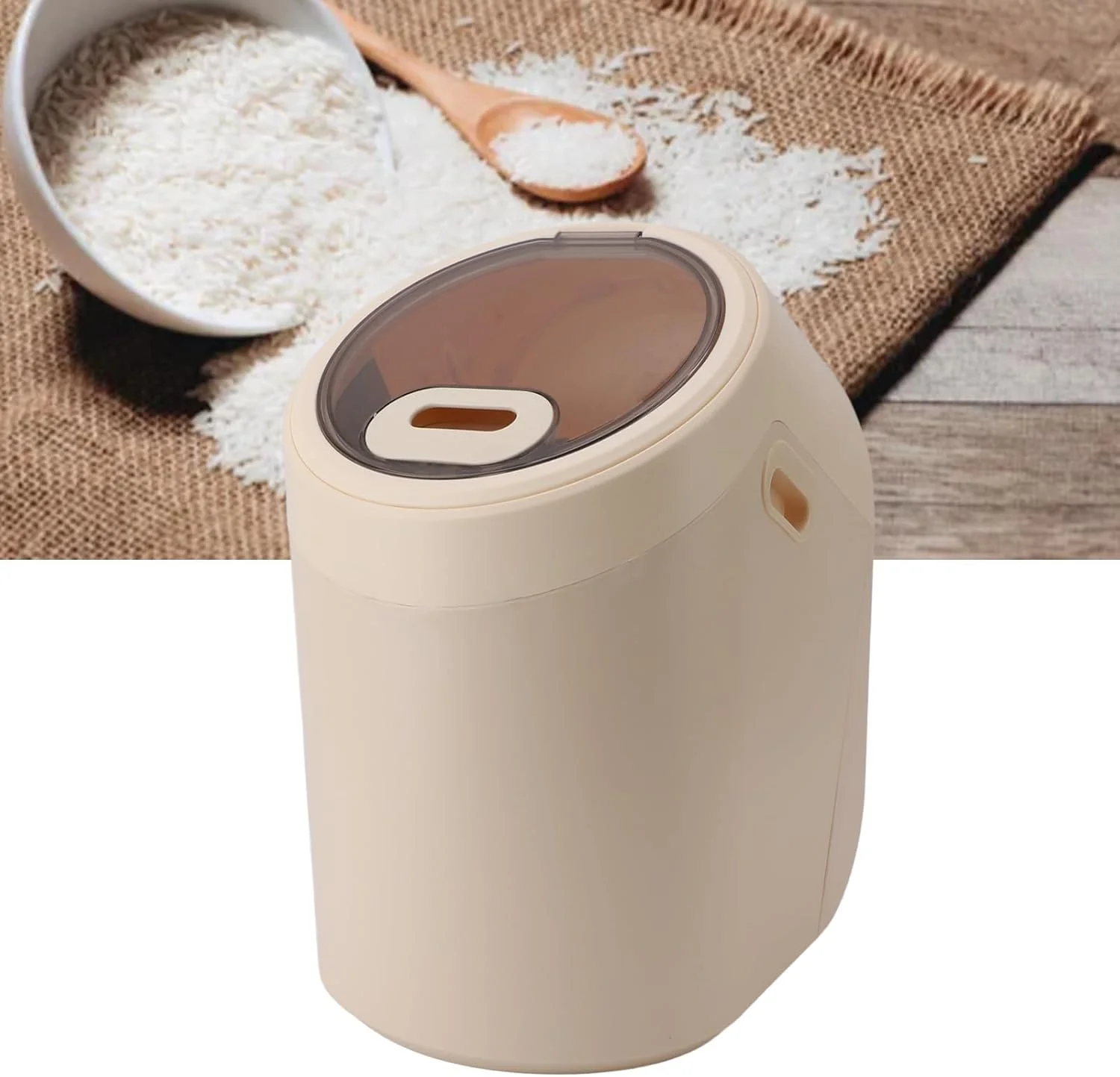 ظرف نگهداری برنج Asixxsix، ظرف بزرگ پلاستیکی دربسته با ظرفیت 12.5 کیلوگرم، چند منظوره برای نگهداری مواد غذایی خشک در آشپزخانه، دارای درب شفاف و پیمانه اندازه گیری برای غلات، حبوبات و سویا (کرمی) ظرف نگهداری برنج Asixxsix، ظرف بزرگ پلاستیکی دربسته با ظرفیت 12.5 کیلوگرم، چند منظوره برای نگهداری مواد غذایی خشک در آشپزخانه، دارای درب شفاف و پیمانه اندازه گیری برای غلات، حبوبات و سویا (کرمی)