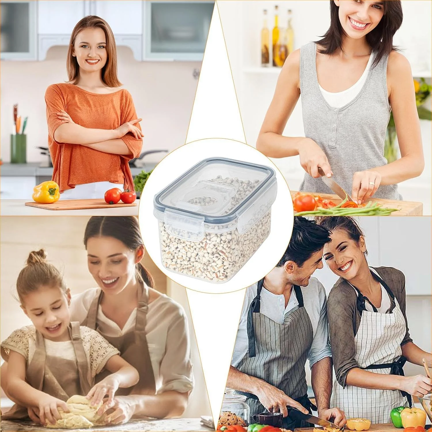 ظرف نگهداری غلات، ظروف درب دار و هواگیر برای سازماندهی مواد غذایی خشک، ظروف شفاف و هواگیر برای نگهداری شکر، غلات، تنقلات، برنج، آجیل و بیسکویت