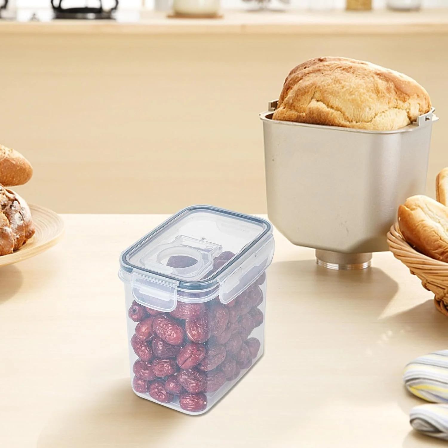ظرف نگهداری غلات - محفظه های شفاف سازمان دهنده مواد غذایی با درب - سازماندهی و نگهداری مواد غذایی در انبار برای غلات، تنقلات، شکر، بیسکویت، آجیل، آرد، لوبیا، برنج