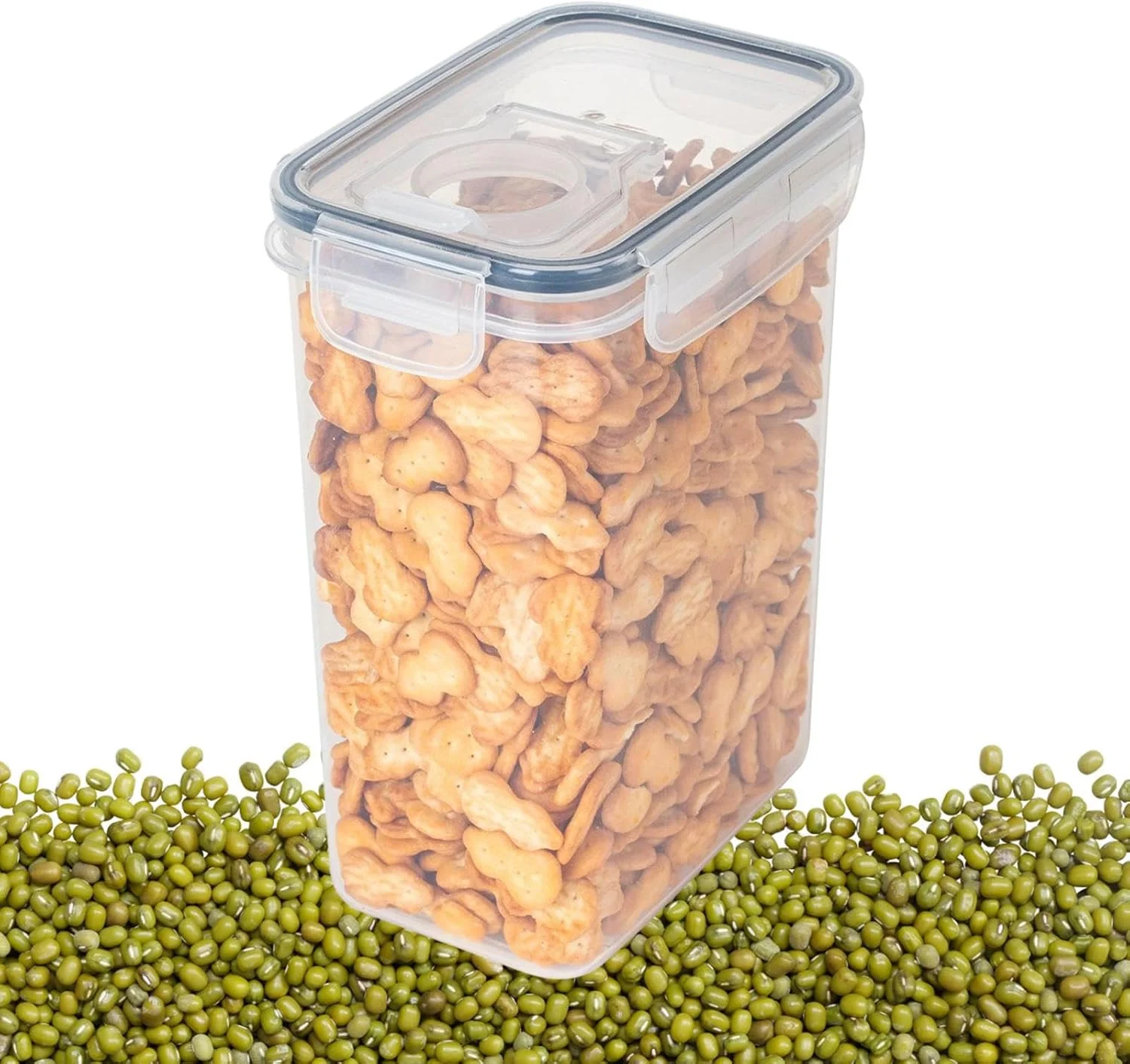 Cereal Storage Container | Covered Airtight Canisters for Dry Food Organizer - Transparent Airtight Food Storage Containers for Sugar, Grains, Snacks, Rice, Nuts, Biscuits