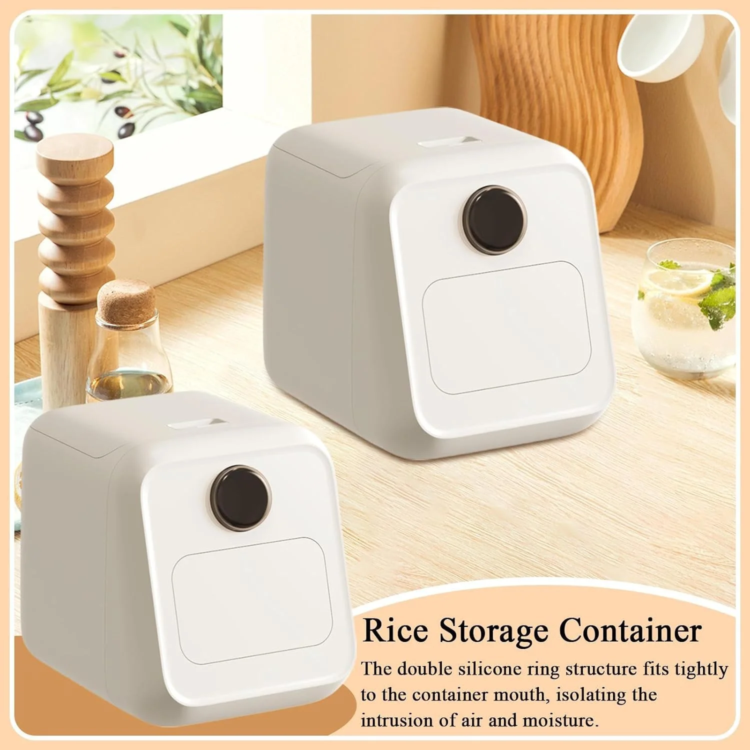 ظرف نگهداری برنج | سطل برنج با پیمانه اندازه گیری - ظروف آرد برای نگهداری مواد غذایی در آشپزخانه، شکر، مواد پخت و پز، غلات و سازماندهی فریزر