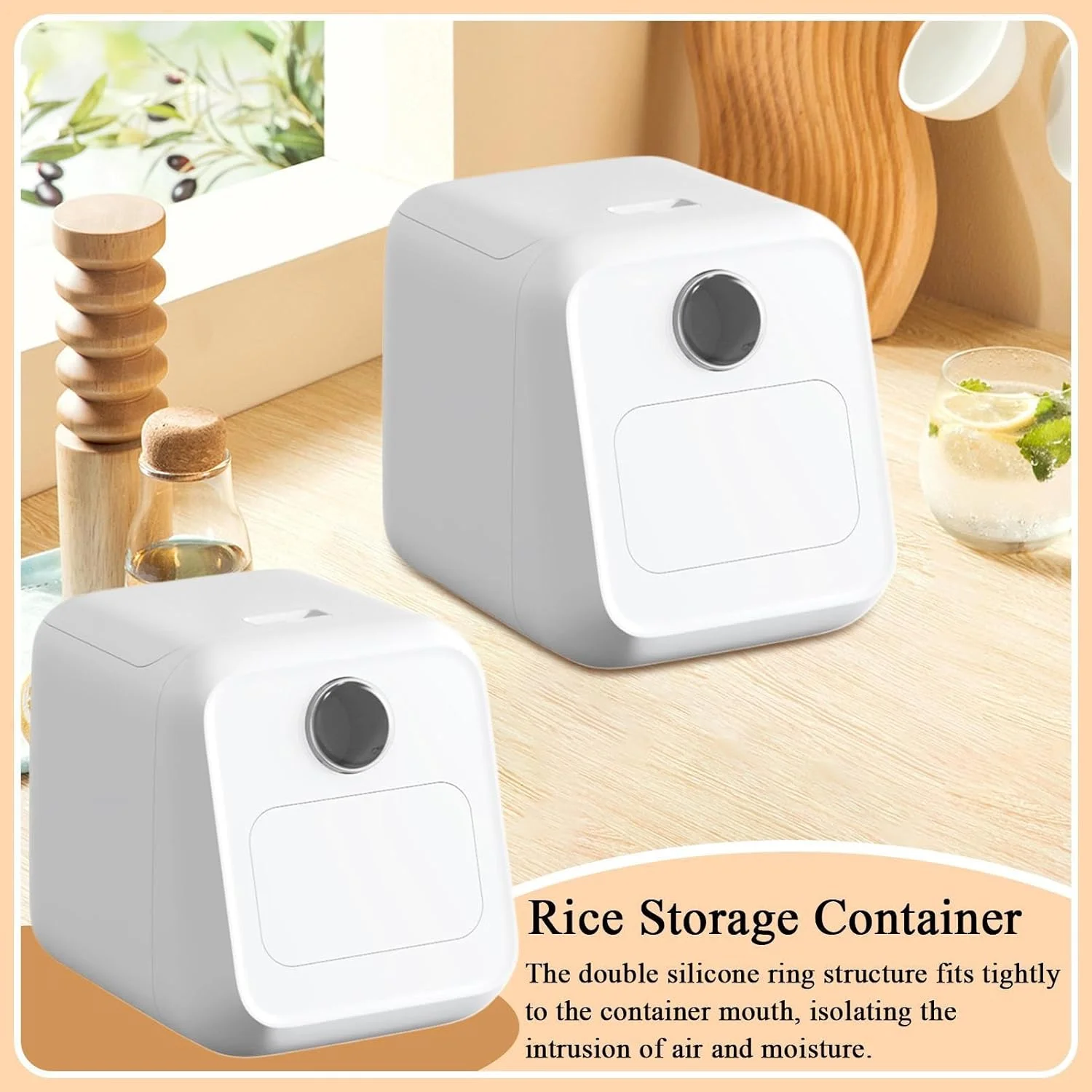 Rice Container, Flour Sugar Storage Containers, Airtight Flour Food Canisters for Kitchen Baking Freezer Pantry Apartment Restaurant Dormitory