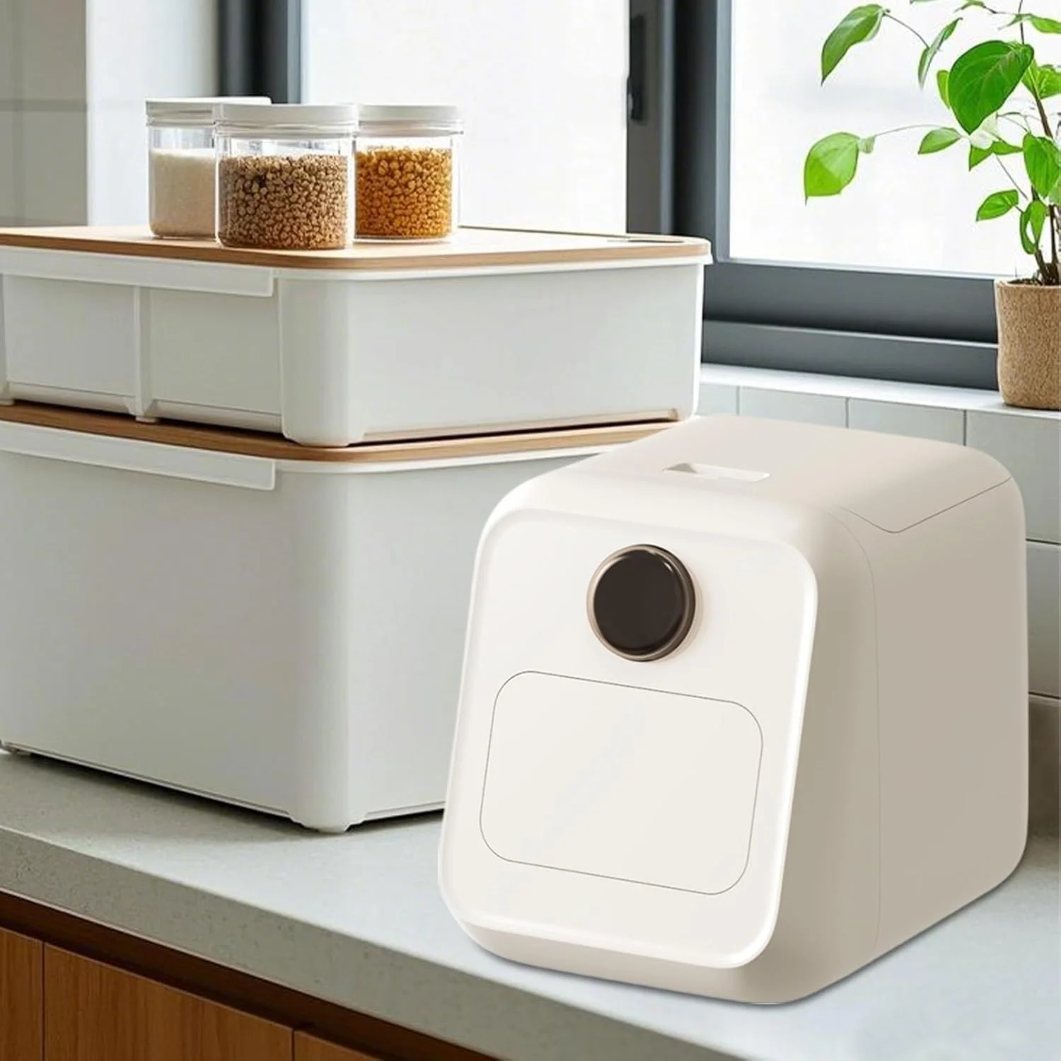 Rice Dispenser,Grain Dispenser Pantry Storage Containers | Airtight Flour Food Canisters for Kitchen Baking Freezer Pantry Apartment Restaurant Dormitory