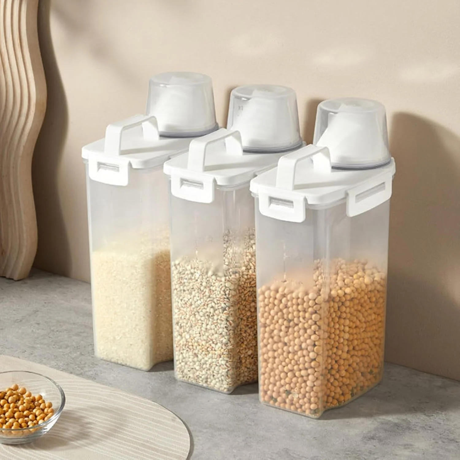 ظرف نگهداری غلات | جعبه نگهداری برنج ضد آب با پیمانه اندازه گیری | لوازم آشپزخانه 2.5 لیتری ضد هوا، سازمان دهنده بزرگ غلات برای حیوانات، دام، خانه، انبار، رستوران، مزرعه