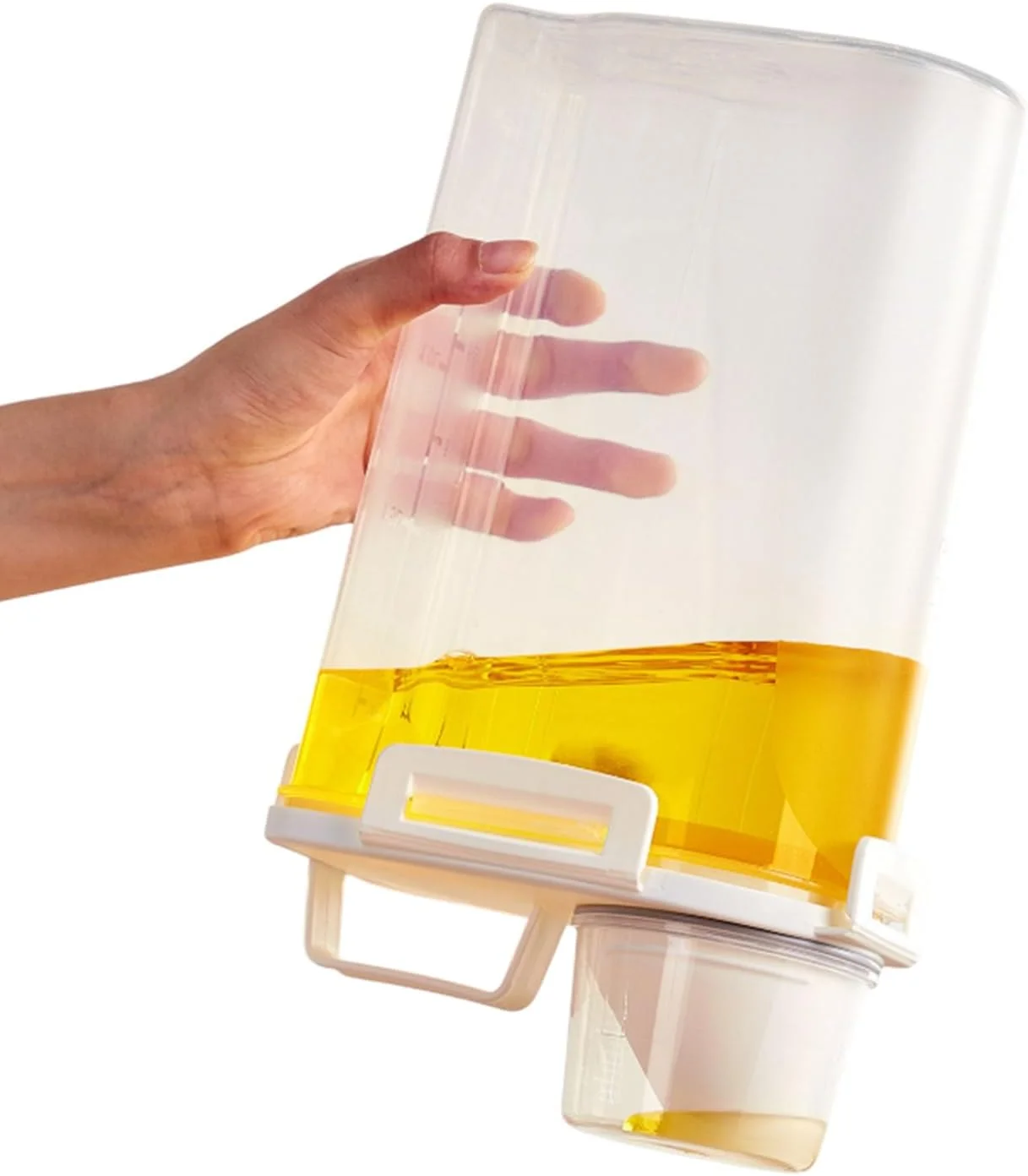 ظرف نگهداری برنج - ظرف نگهداری ضد آب مواد غذایی به همراه پیمانه اندازه گیری - ظرف بزرگ 2.5 لیتری برای سازماندهی غلات، لوازم آشپزخانه برای رستوران، مزرعه، خانه، دام، انبار