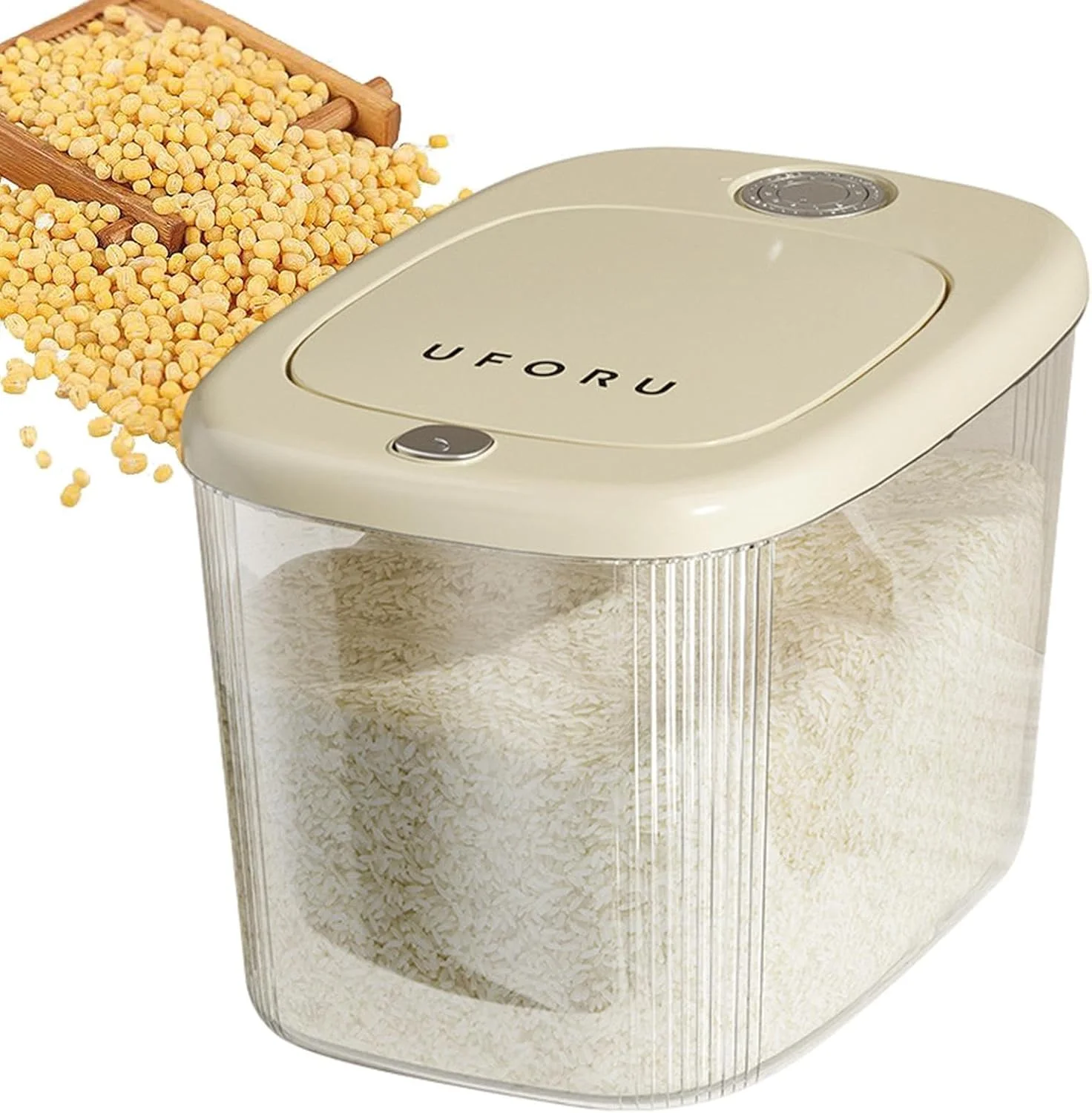 Dry Food Storage,Pressed Rice Organizer Food Storage Container - Dry Containers Airtight Rice Dispenser Kitchen Sealed Bins for Home and Kitchen