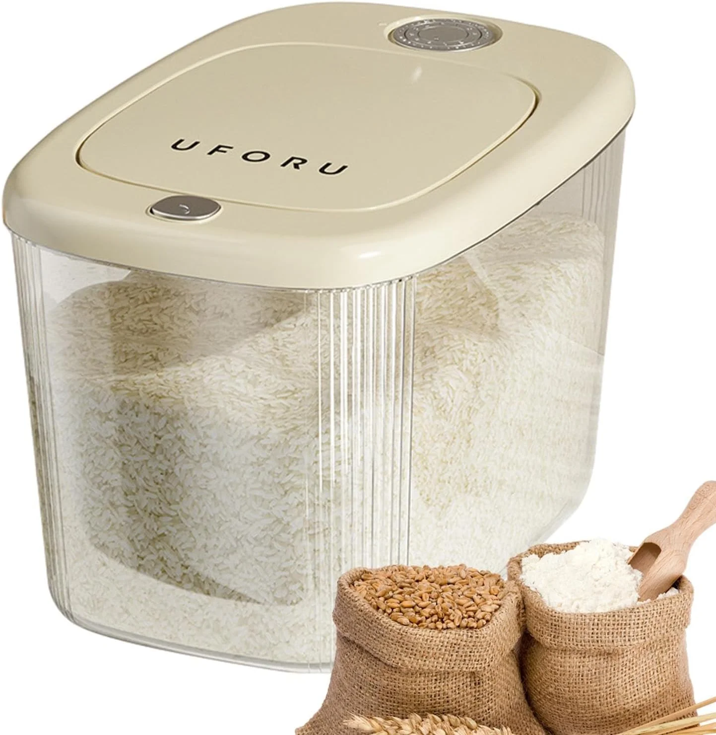 Large Rice Dispenser | Space Saving Rice Storage Containers | Multifunctional Reusable Food-Safe Kitchen Sealed Bins Dry Food Storage Containers for Kitchen Use