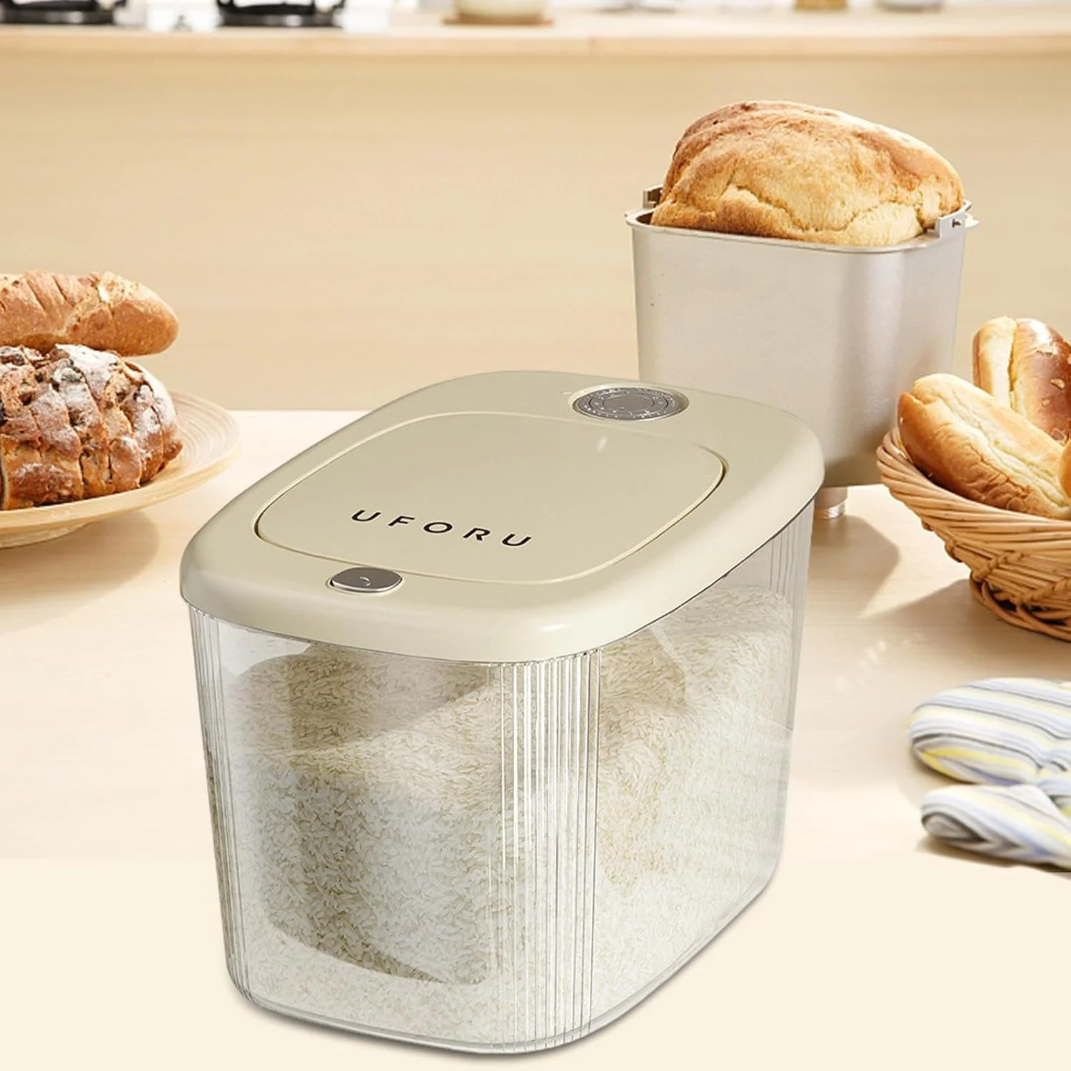 Rice Storage Bin, Pressed Rice Organizer Storage Boxes, Dry Food Containers Airtight Dispenser Kitchen Sealed Bins for Home and Kitchen Rice Storage Bin, Pressed Rice Organizer Storage Boxes, Dry Food Containers Airtight Dispenser Kitchen Sealed Bins for Home and Kitchen