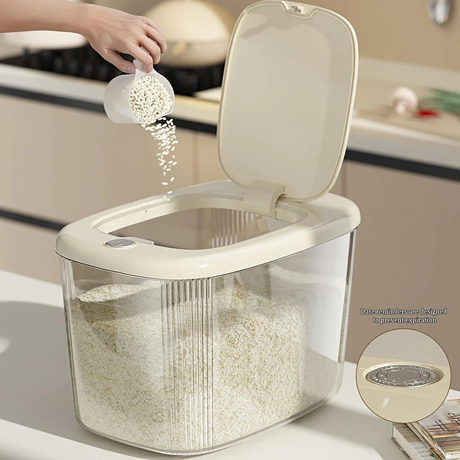 Large Rice Dispenser | Large Capacity Kitchen Rice Storage Boxes,Multifunctional Reusable Food-Safe Kitchen Sealed Bins Dry Food Storage Containers for Use Large Rice Dispenser | Large Capacity Kitchen Rice Storage Boxes,Multifunctional Reusable Food-Safe Kitchen Sealed Bins Dry Food Storage Containers for Use