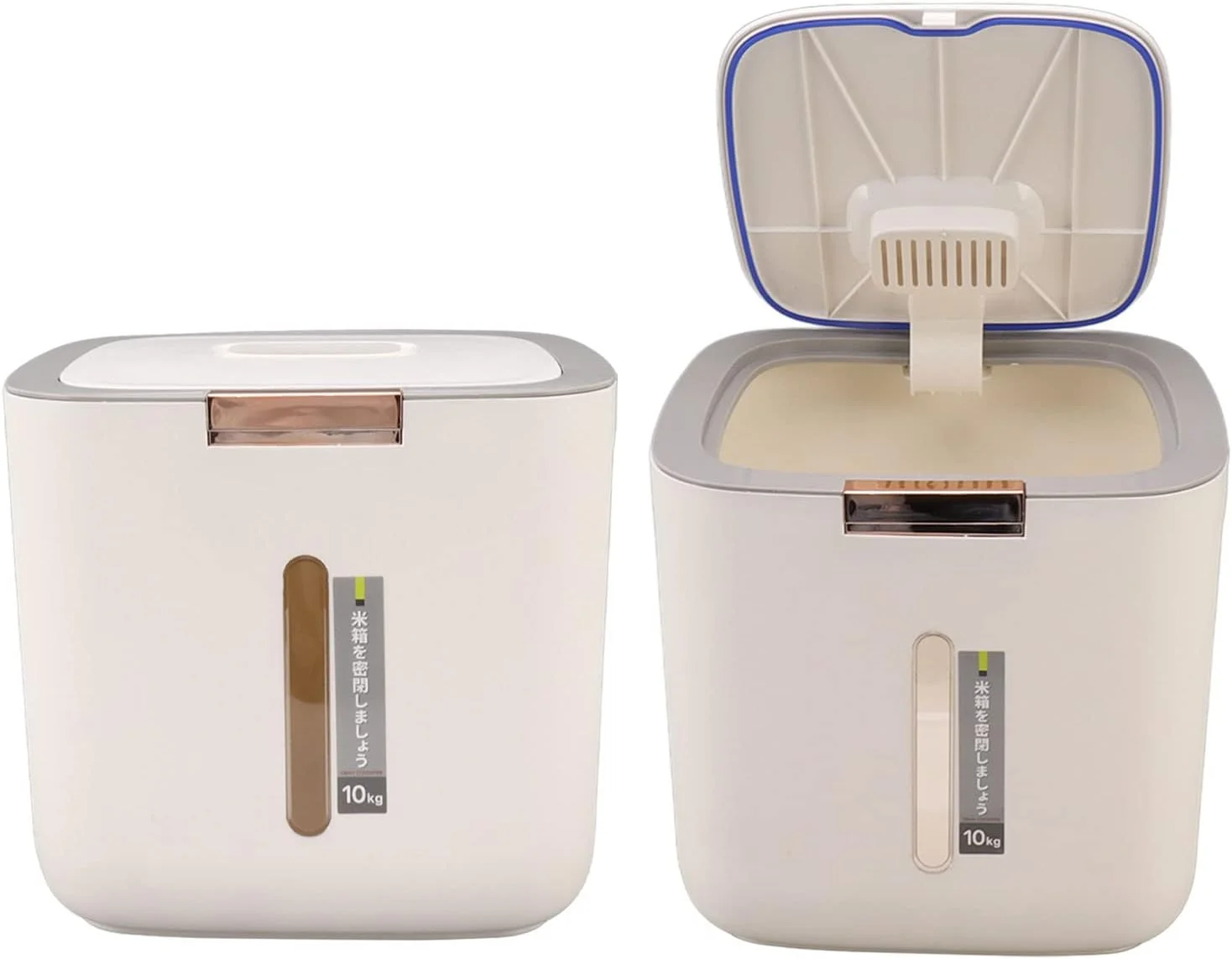 Tnfeeon 22.0 LB Rice Storage Container with PP Food Cover Material Cooking Material for Travel Lovers (Light Grey)