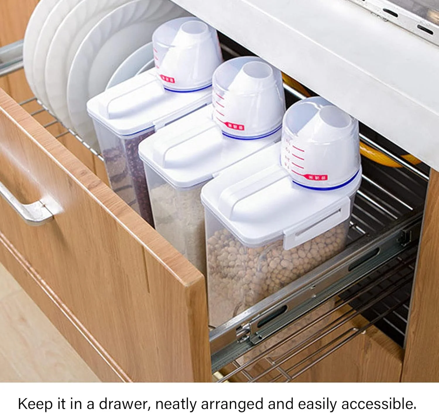 ظرف نگهداری برنج ضخیم پلاستیکی Tnfeeon، 2 عدد، جعبه زباله روشن 2.5 لیتری