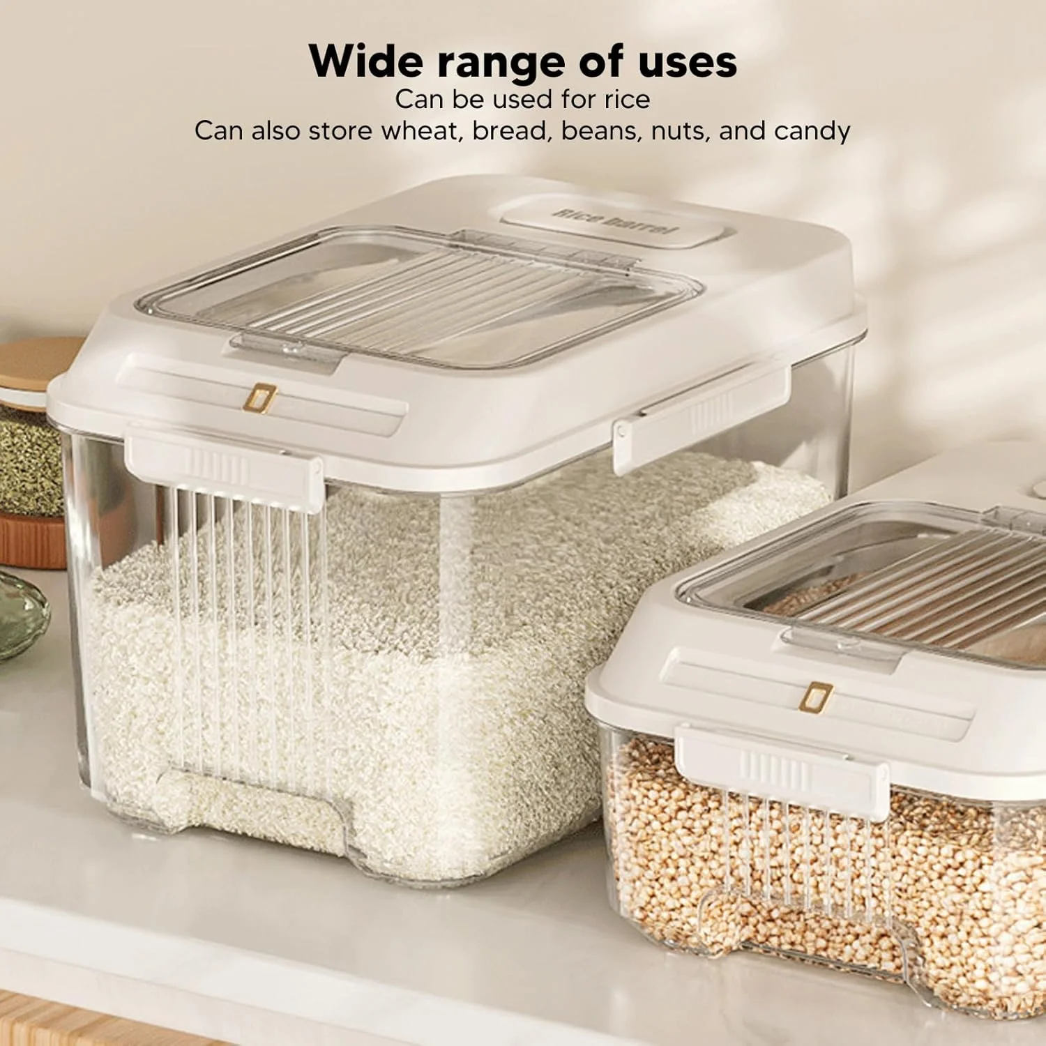 ظروف نگهداری برنج با قابلیت آب بندی، آسیاب کننده، شفاف، جعبه نگهداری چندگانه، جعبه سیر خانگی آشپزخانه PP Pet با درب مغناطیسی (Nikoupz7-12)