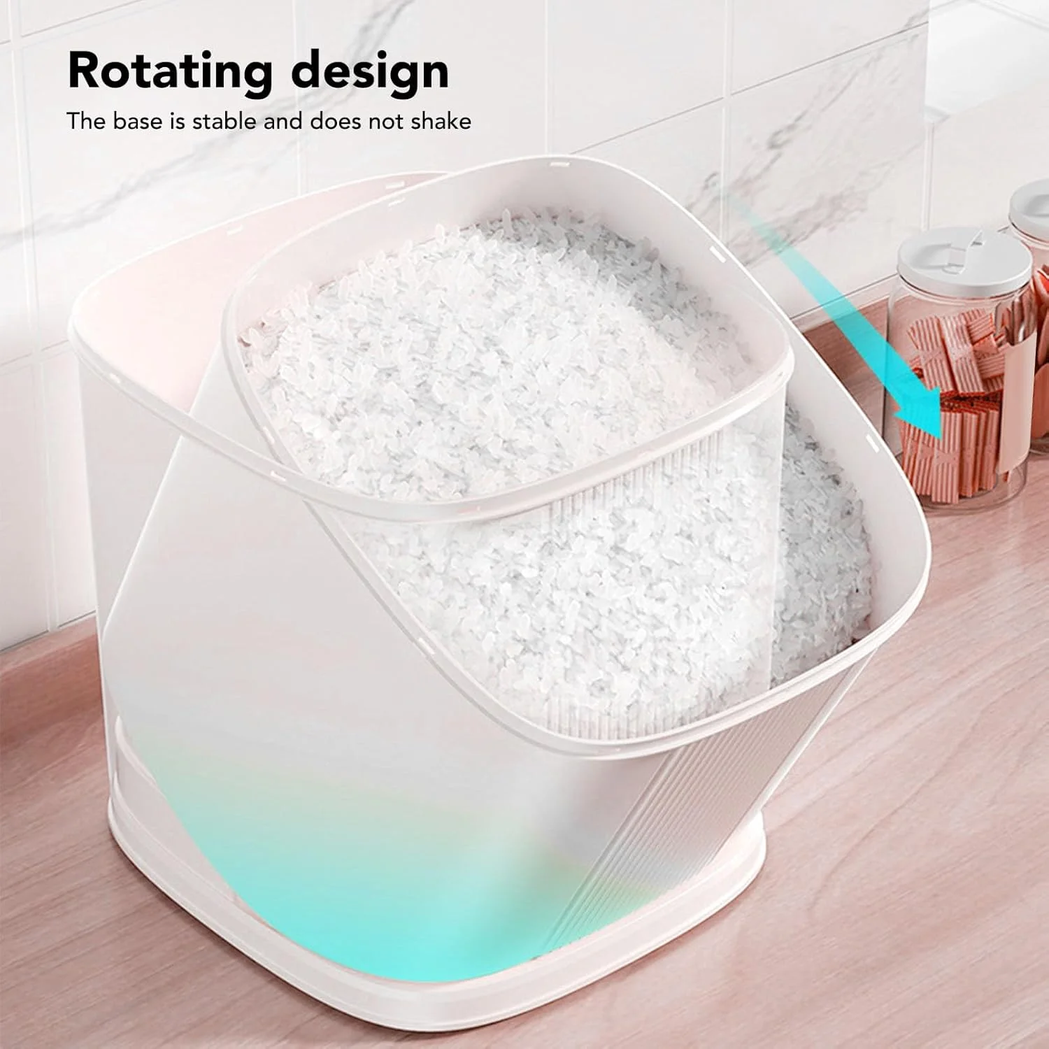 ظرف نگهداری برنج نیکو با ظرفیت 8 لیتر، با مهر و موم عالی، ضد گرد و غبار، صرفه جویی در فضا، سطل پخش کننده حبوبات برای کابینت آشپزخانه منزل