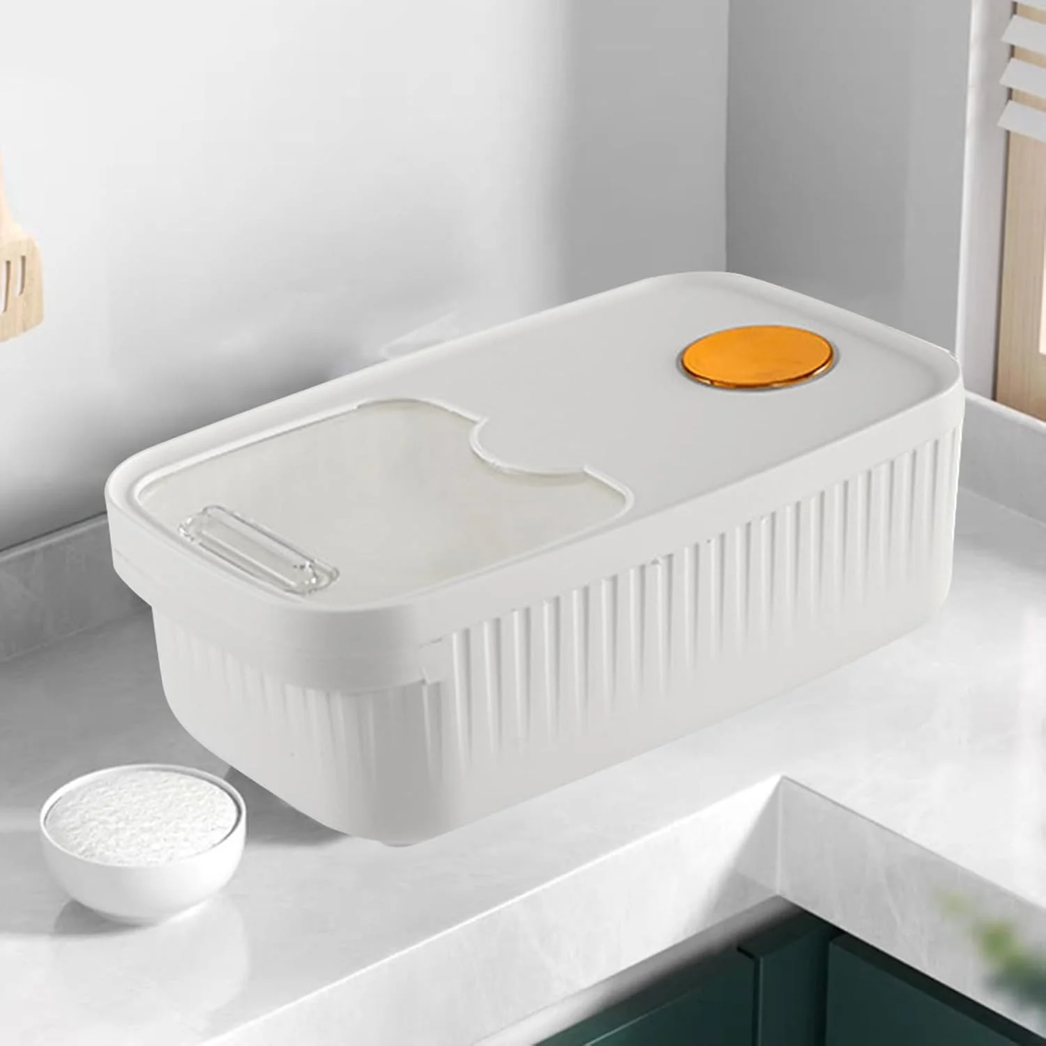 ظرف برنج بزرگ نیکو، سطل آرد غلات پلاستیکی درب دار (سفید 5 کیلوگرم / 11 پوند) ظرف برنج بزرگ نیکو، سطل آرد غلات پلاستیکی درب دار (سفید 5 کیلوگرم / 11 پوند)