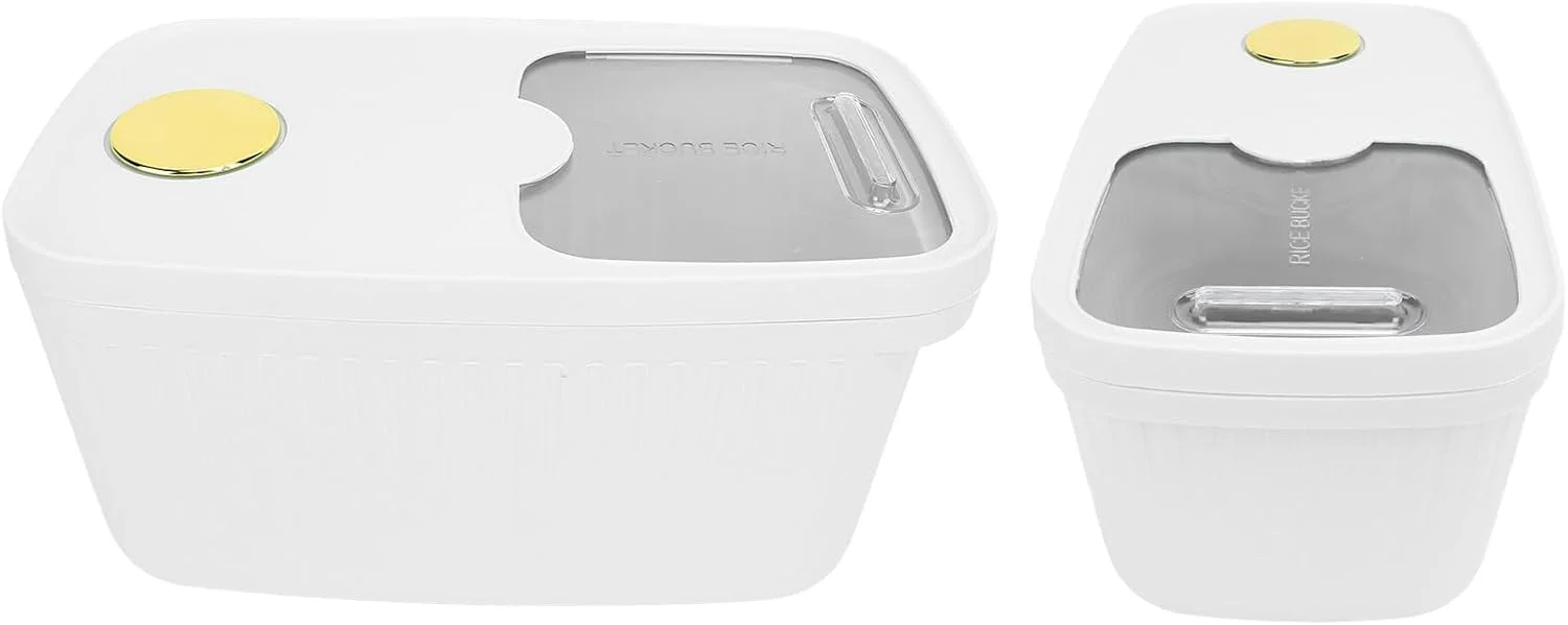 ظرف نگهداری برنج ضد آب با ظرفیت بزرگ و پنجره شفاف، مناسب برای سازماندهی آشپزخانه (سفید) ظرف نگهداری برنج ضد آب با ظرفیت بزرگ و پنجره شفاف، مناسب برای سازماندهی آشپزخانه (سفید)