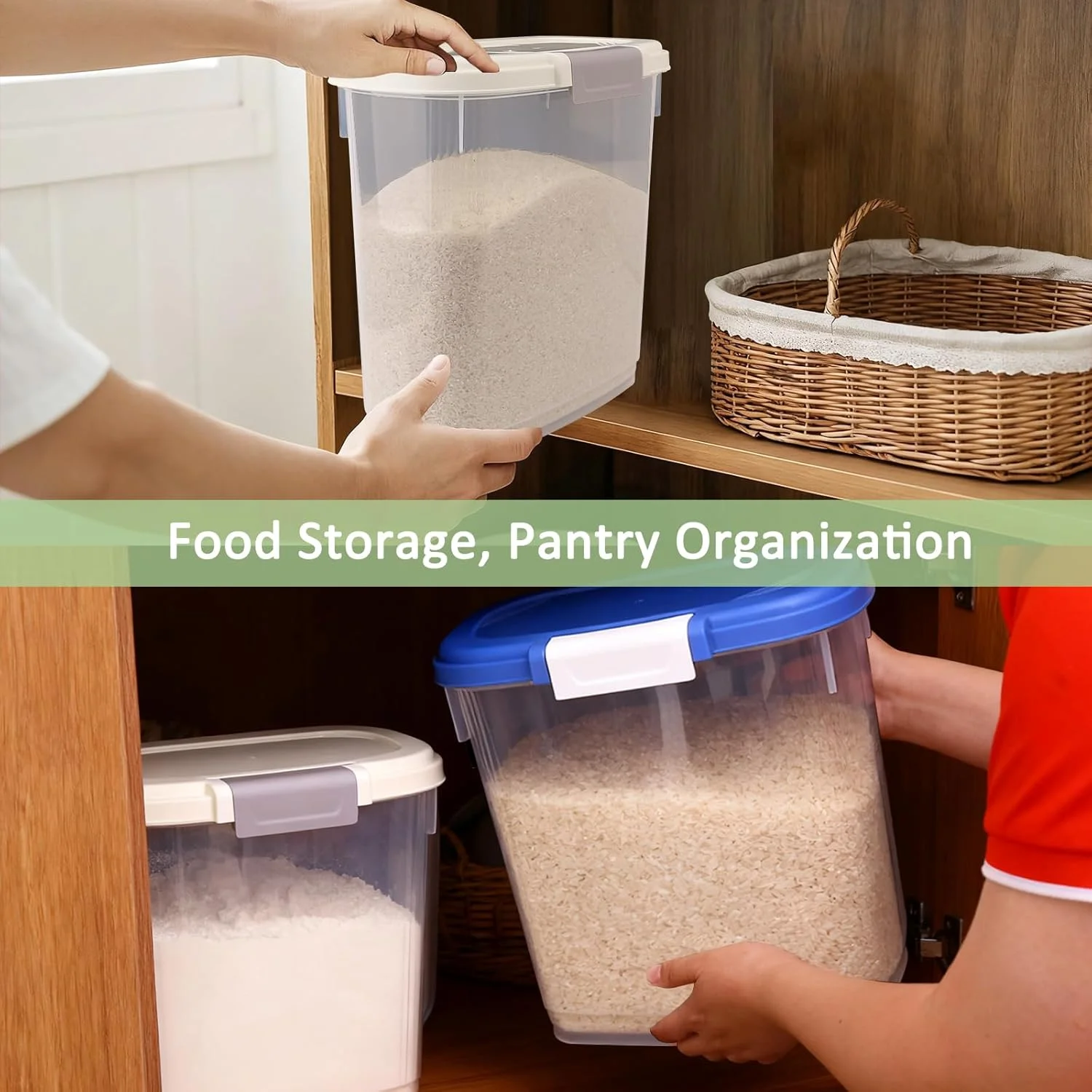 ظرف بزرگ نگهداری برنج با ظرفیت ۹ کیلوگرم - ظرف بلند نگهداری آرد به همراه پیمانه + فنجان - سطل باریک نگهداری مواد غذایی خشک برای غلات، شکر، حبوبات، غذای سگ و گربه - نظم دهنده آشپزخانه و انبار ظرف بزرگ نگهداری برنج با ظرفیت ۹ کیلوگرم - ظرف بلند نگهداری آرد به همراه پیمانه + فنجان - سطل باریک نگهداری مواد غذایی خشک برای غلات، شکر، حبوبات، غذای سگ و گربه - نظم دهنده آشپزخانه و انبار