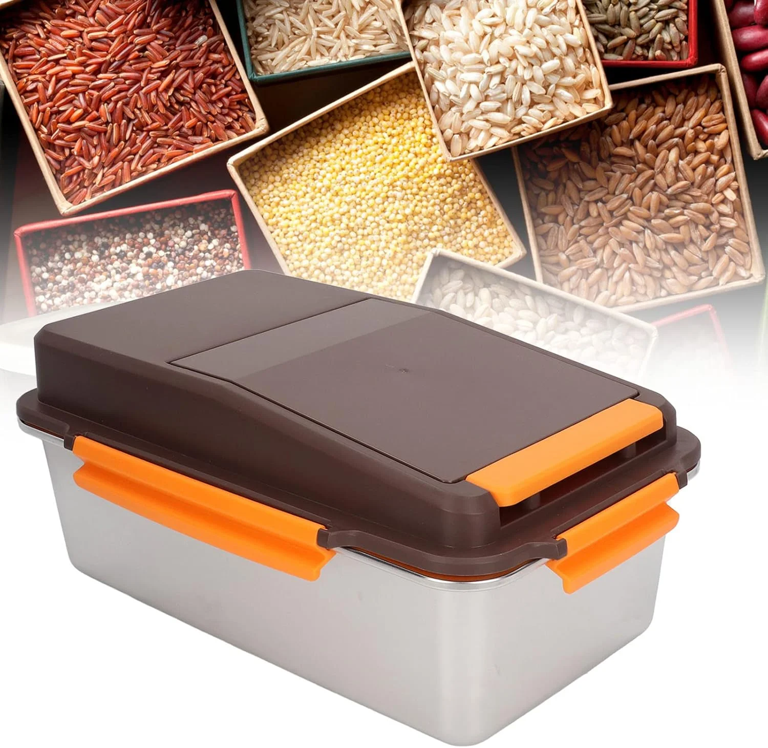 نیکو ظرف نگهداری برنج ضخیم شده از جنس استیل ضد زنگ 304، سطل آشپزخانه مهر و موم شده نیکو ظرف نگهداری برنج ضخیم شده از جنس استیل ضد زنگ 304، سطل آشپزخانه مهر و موم شده