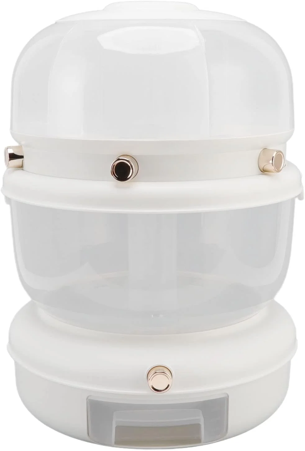 ظرف نگهداری برنج چرخشی 6 قسمتی، مخزن غذای خشک درب دار مناسب آشپزخانه منزل (سفید)