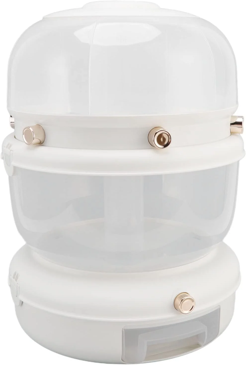 ظرف نگهداری برنج چرخشی 6 قسمتی، مخزن غذای خشک درب دار مناسب آشپزخانه منزل (سفید)