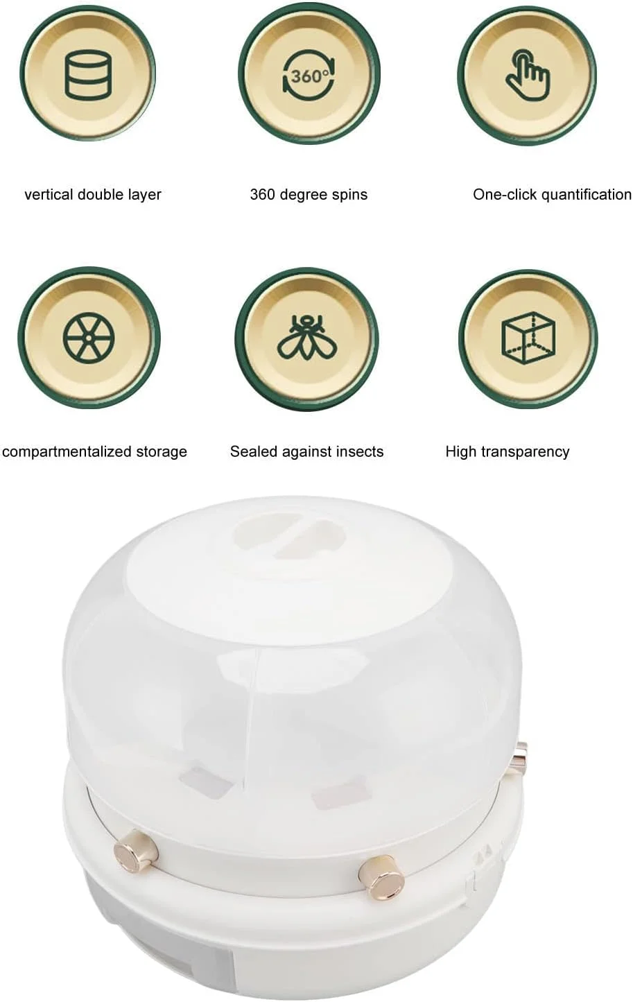 ظرف نگهداری غلات قابل انباشت 6 قسمتی، پخش کننده چرخشی برنج، سازمان دهنده آشپزخانه (سفید) ظرف نگهداری غلات قابل انباشت 6 قسمتی، پخش کننده چرخشی برنج، سازمان دهنده آشپزخانه (سفید)