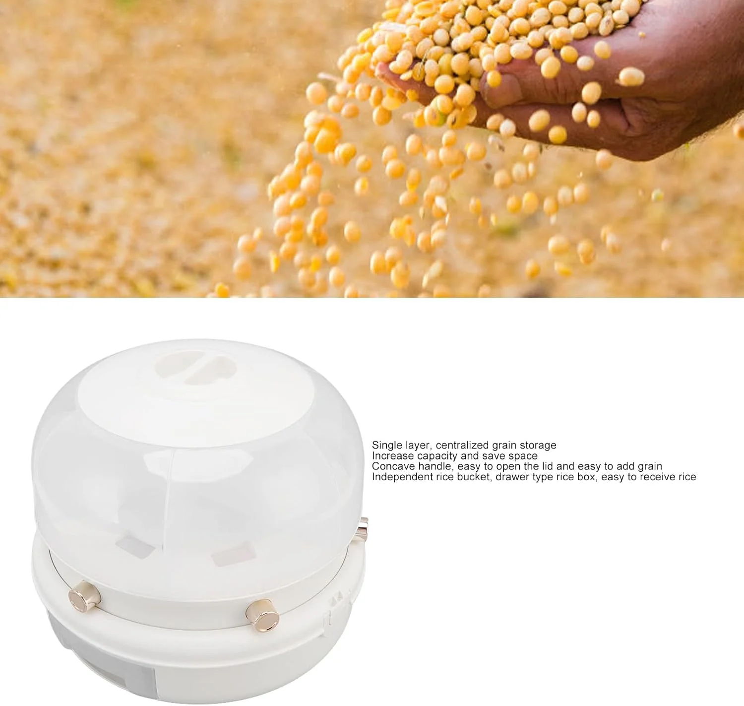 ظرف نگهداری غلات قابل انباشت 6 قسمتی، پخش کننده چرخشی برنج، سازمان دهنده آشپزخانه (سفید) ظرف نگهداری غلات قابل انباشت 6 قسمتی، پخش کننده چرخشی برنج، سازمان دهنده آشپزخانه (سفید)
