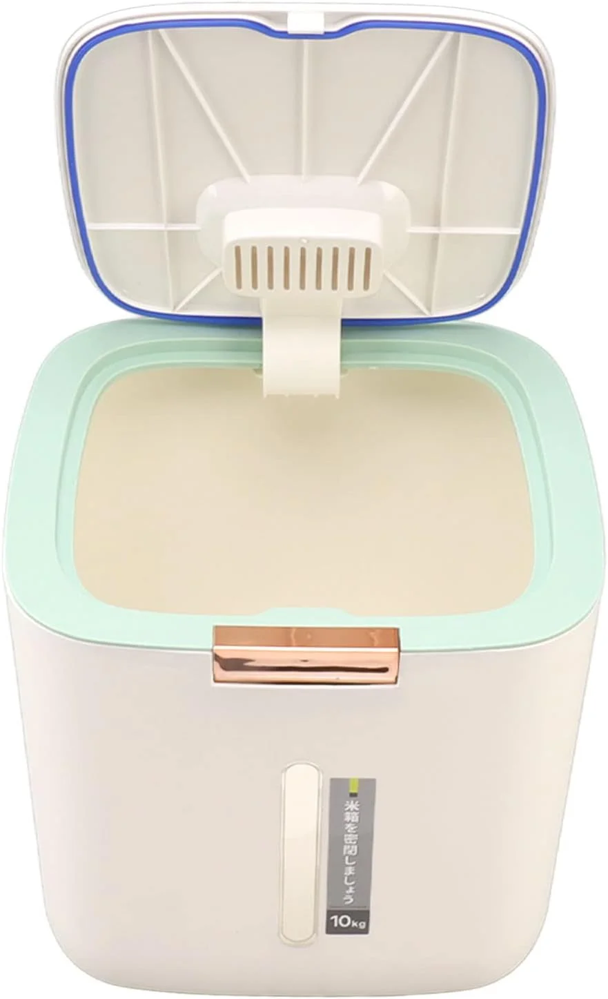 ظرف نگهداری برنج 10 کیلوگرمی، ساخته شده از PP با درجه غذایی، ضخیم شده، دارای ریل نگهداری غلات به همراه پیمانه اندازه گیری و طراحی سازماندهی شده برای صرفه جویی در فضای آشپزخانه (Nikoufmd-13) ظرف نگهداری برنج 10 کیلوگرمی، ساخته شده از PP با درجه غذایی، ضخیم شده، دارای ریل نگهداری غلات به همراه پیمانه اندازه گیری و طراحی سازماندهی شده برای صرفه جویی در فضای آشپزخانه (Nikoufmd-13)