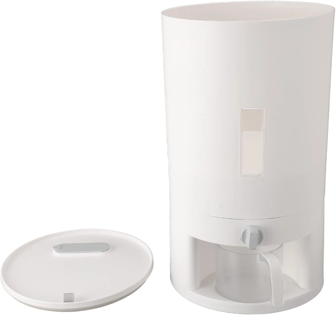 ظرف نگهداری برنج آشپزخانه Syrisora با پیمانه اندازه گیری، طراحی مهر و موم شده، پخش کننده دقیق غلات برای مصارف خانگی (بزرگ برای بیش از 3 کیلوگرم)