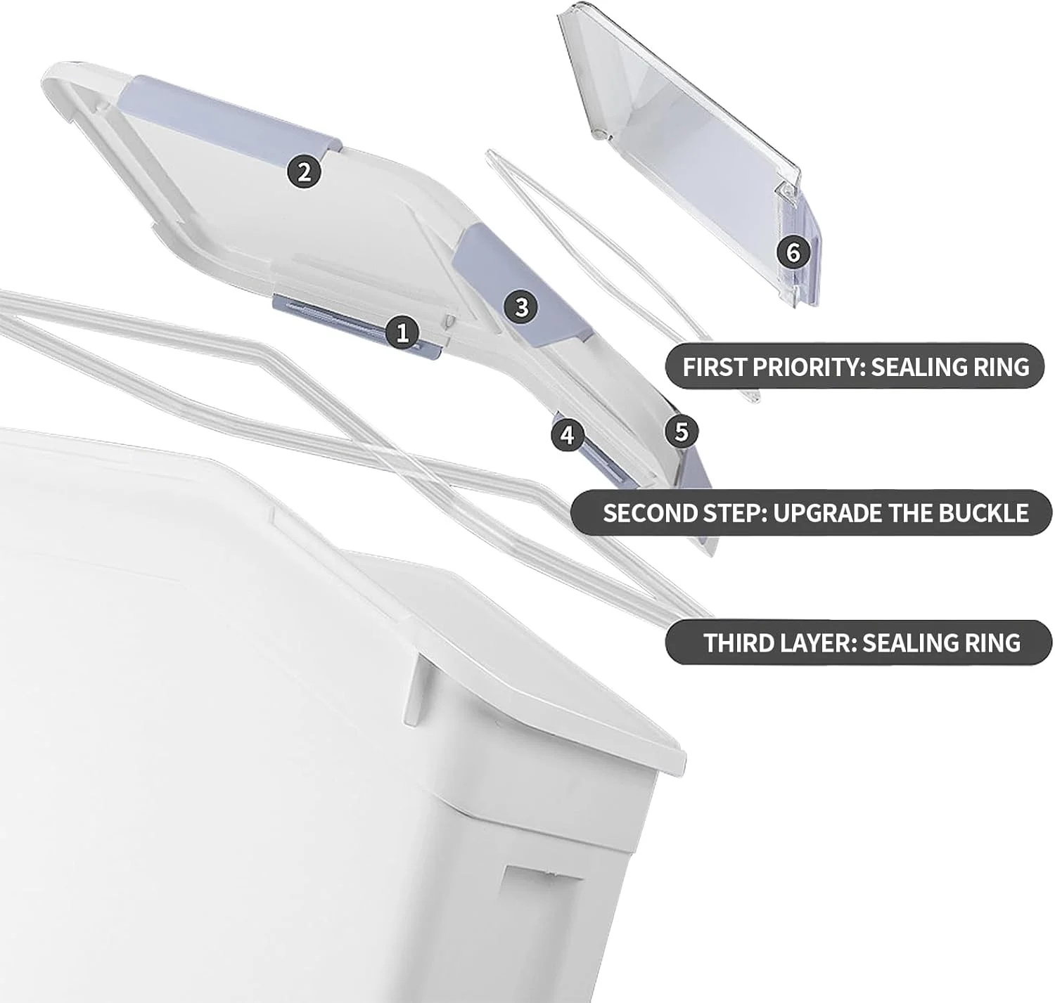 Toolzia Rice Dispenser 10kg with Scoop, Airtight Rice Storage Container Dry Food Dispenser Large Sealed Grain Containe Bin (Grey)