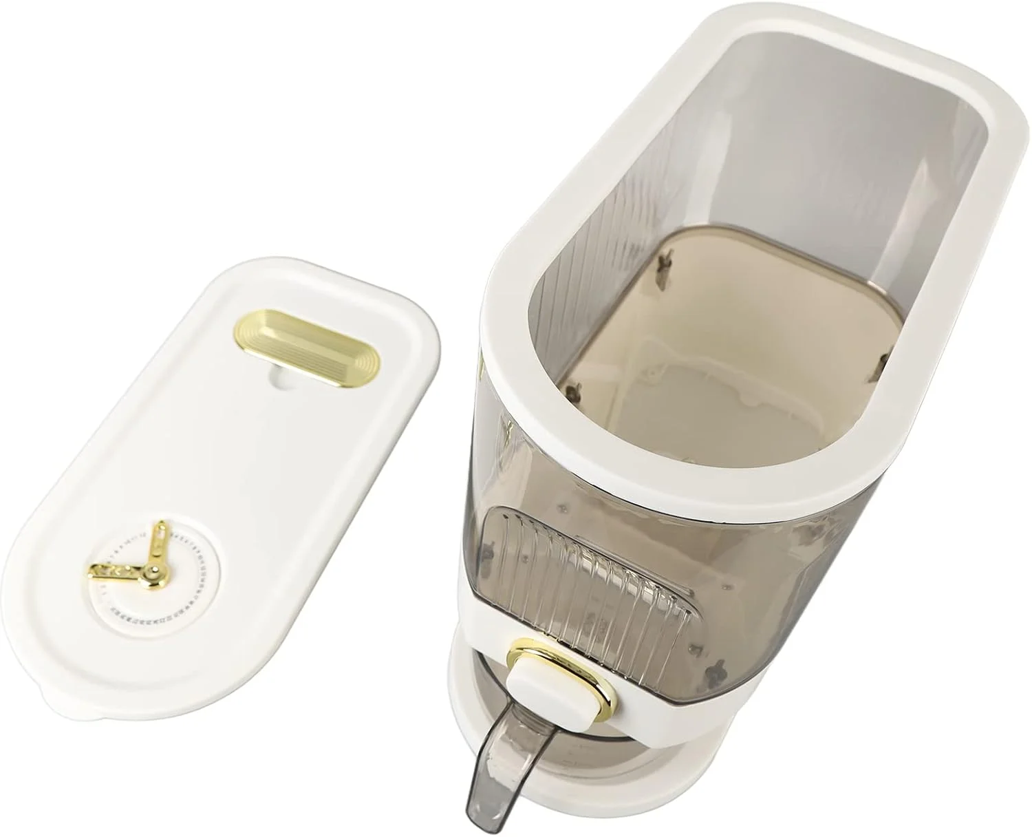 ظرف نگهداری برنج HWGING، عملکرد دکمه ای شفاف، ظرف نگهداری بدون بو، غذای خشک، با پیمانه اندازه گیری غلات، لوبیا، سفید (HWGINGxha8m76gw5-11) ظرف نگهداری برنج HWGING، عملکرد دکمه ای شفاف، ظرف نگهداری بدون بو، غذای خشک، با پیمانه اندازه گیری غلات، لوبیا، سفید (HWGINGxha8m76gw5-11)