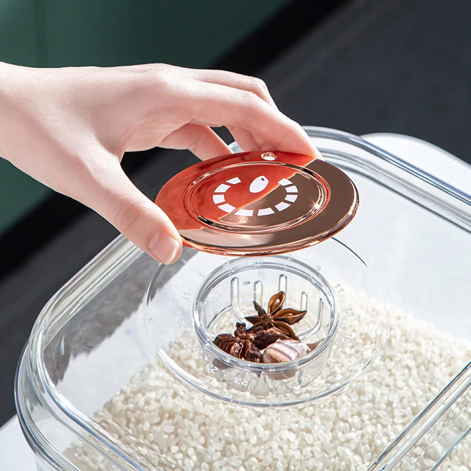 ظرف غلات برنج شفاف نیکو، ظرف غذای ضد حشره با درب چرخشی و پیمانه اندازه گیری برای سازماندهی (-3118220216613) ظرف غلات برنج شفاف نیکو، ظرف غذای ضد حشره با درب چرخشی و پیمانه اندازه گیری برای سازماندهی (-3118220216613)