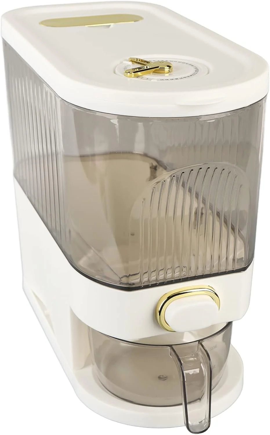 ظرف نگهداری برنج HWGING، عملکرد دکمه ای شفاف، ظرف نگهداری بدون بو، غذای خشک، با پیمانه اندازه گیری غلات، لوبیا، سفید (HWGINGxha8m76gw5-11) ظرف نگهداری برنج HWGING، عملکرد دکمه ای شفاف، ظرف نگهداری بدون بو، غذای خشک، با پیمانه اندازه گیری غلات، لوبیا، سفید (HWGINGxha8m76gw5-11)