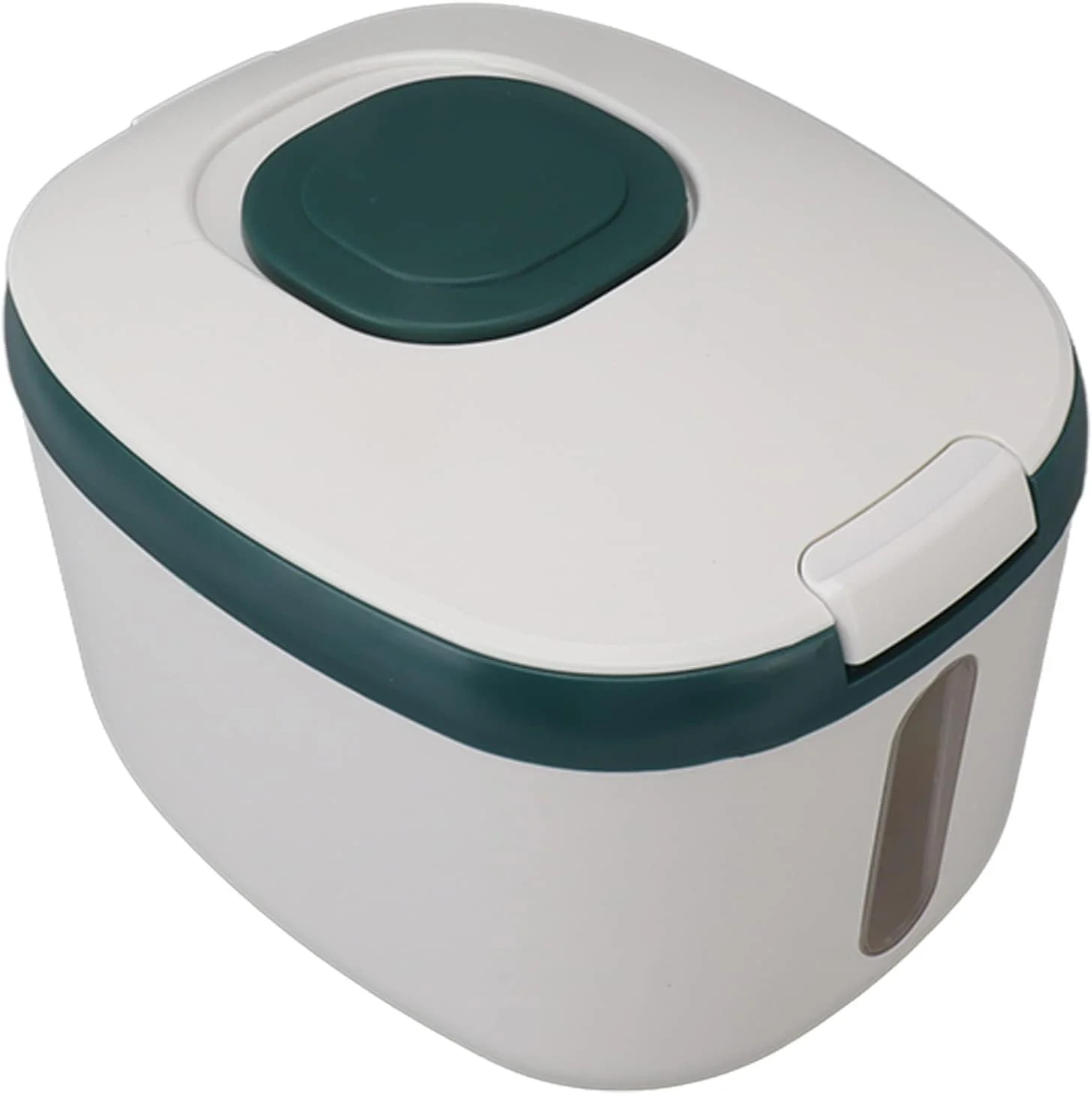 ظرف نگهداری برنج درب دار و بدون بو برای آشپزخانه - جعبه ضد حشره با پنجره شفاف برای مشاهده برنج، غلات، شکر و آرد (سبز M (10 کیلوگرم))