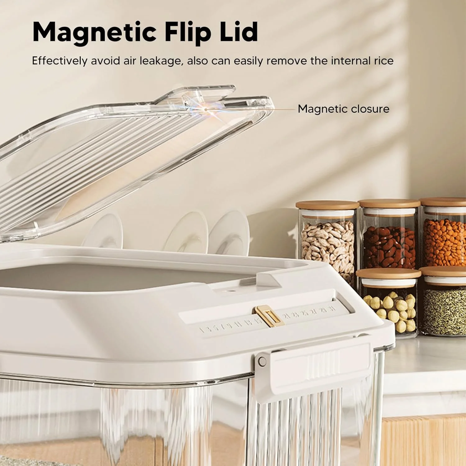 ظرف نگهداری برنج سیریسورا، ضخیم کننده آب بندی، شفاف، قابل استفاده مجدد برای خانه (بزرگ 18x9x20 سانتی متر)