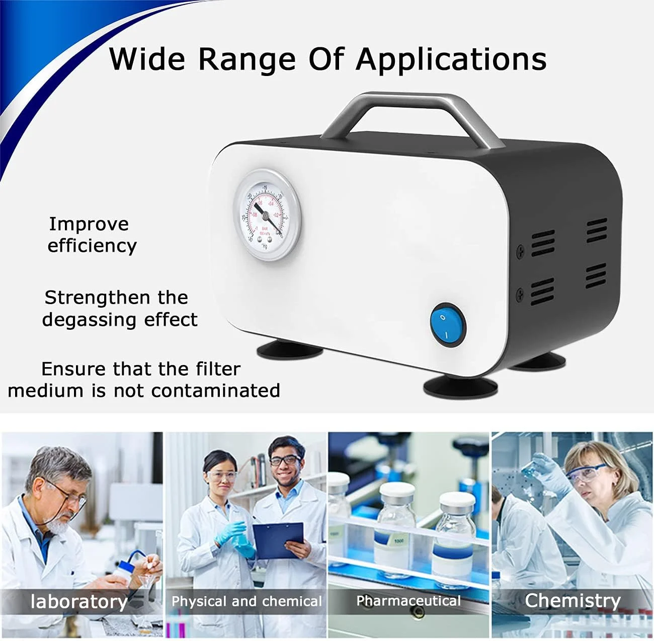 ZhiLianZhao Lab Portable Oilless Diaphragm Vacuum Pump, Industrial Lab Vacuum Filtration Pump, with 10l/min, 15l/min, 30l/min Optional, for Aerator, Solid Phase Extractor, Solvent Filter,15l ZhiLianZhao Lab Portable Oilless Diaphragm Vacuum Pump, Industrial Lab Vacuum Filtration Pump, with 10l/min, 15l/min, 30l/min Optional, for Aerator, Solid Phase Extractor, Solvent Filter,15l