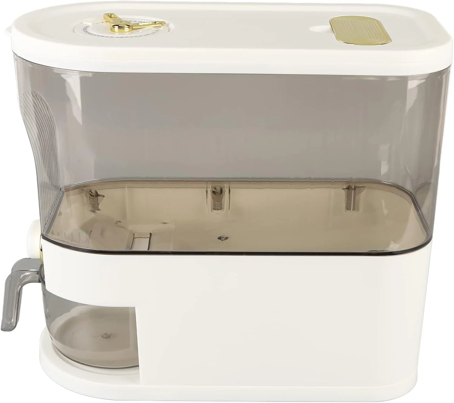 ظرف نگهداری برنج HWGING، عملکرد دکمه ای شفاف، ظرف نگهداری بدون بو، غذای خشک، با پیمانه اندازه گیری غلات، لوبیا، سفید (HWGINGxha8m76gw5-11) ظرف نگهداری برنج HWGING، عملکرد دکمه ای شفاف، ظرف نگهداری بدون بو، غذای خشک، با پیمانه اندازه گیری غلات، لوبیا، سفید (HWGINGxha8m76gw5-11)