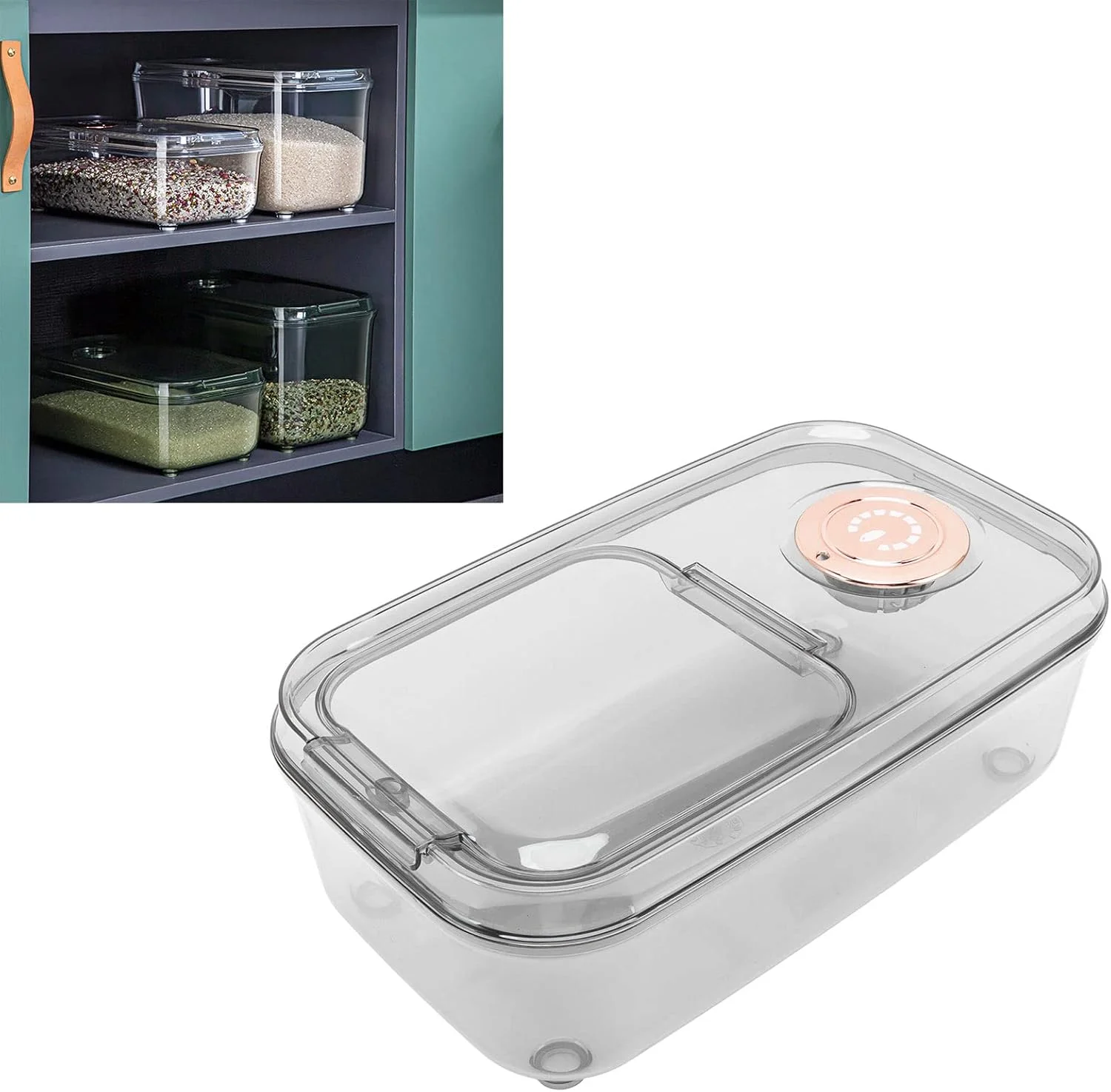 ظرف غلات برنج شفاف نیکو، ظرف غذای ضد حشره با درب چرخشی و پیمانه اندازه گیری برای سازماندهی (-3118220216613) ظرف غلات برنج شفاف نیکو، ظرف غذای ضد حشره با درب چرخشی و پیمانه اندازه گیری برای سازماندهی (-3118220216613)