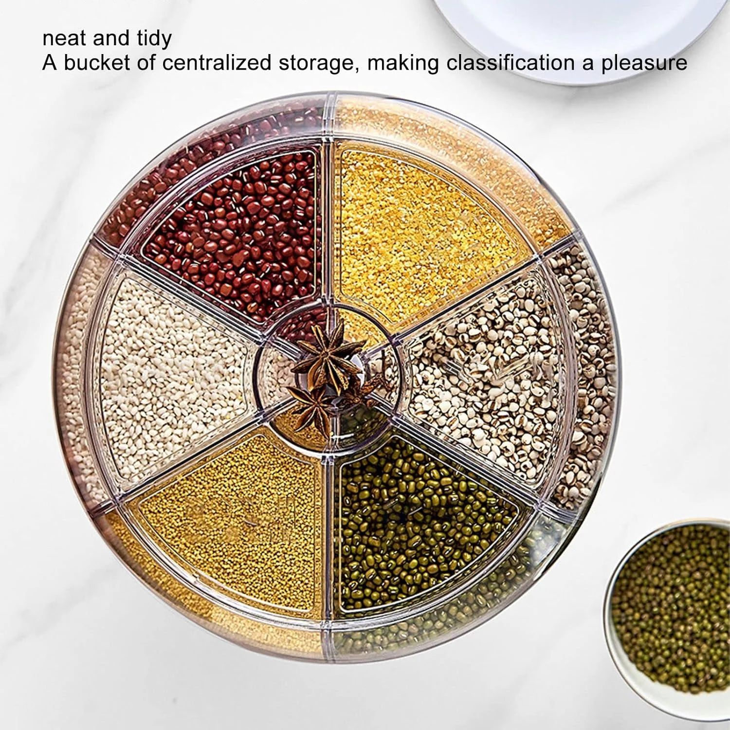 ظرف نگهداری برنج، محفظه چرخشی 6 قسمتی برای نگهداری غلات، ظرف درب دار و مهر و موم شده برای نگهداری حبوبات و غلات در آشپزخانه منزل (ظرفیت 5 کیلوگرم) ظرف نگهداری برنج، محفظه چرخشی 6 قسمتی برای نگهداری غلات، ظرف درب دار و مهر و موم شده برای نگهداری حبوبات و غلات در آشپزخانه منزل (ظرفیت 5 کیلوگرم)