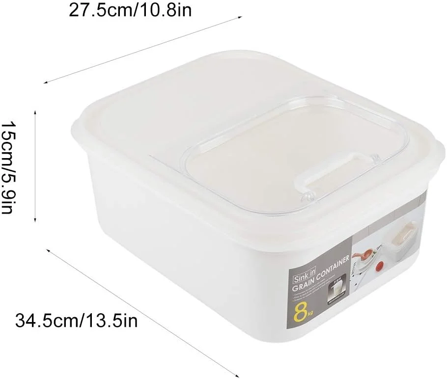 ظرف نگهداری برنج Fyearfly، جعبه نگهداری پلاستیکی درب دار مناسب برای نگهداری برنج و حبوبات (10 کیلوگرم)