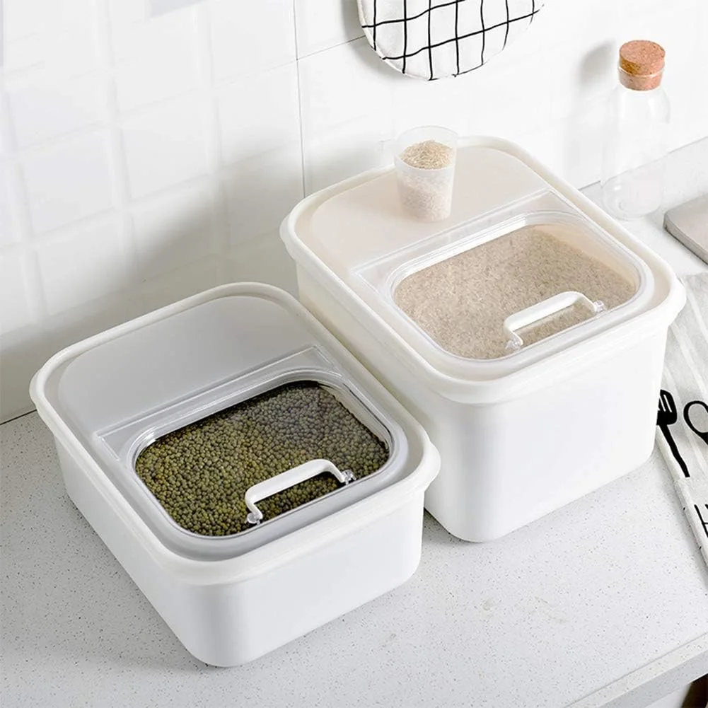 ظرف نگهداری برنج Fyearfly، جعبه نگهداری پلاستیکی درب دار مناسب برای نگهداری برنج و حبوبات (10 کیلوگرم)