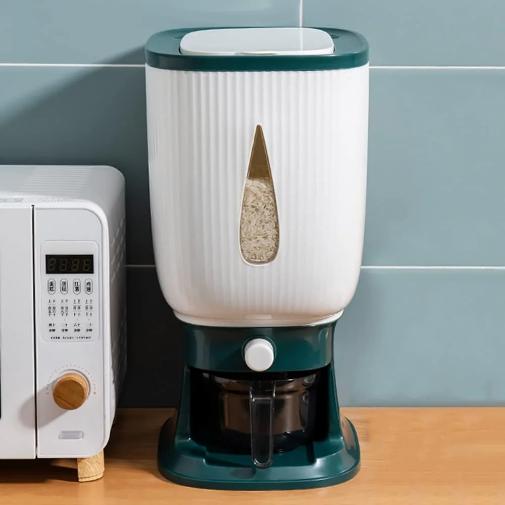 ظرف نگهداری برنج با پیمانه، مخزن نگهداری برنج، جعبه نگهداری برنج، ظرف بزرگ نگهداری مواد غذایی خشک، ظرف غلات، غذای آشپزخانه، ظرف نگهداری غلات، سطل نگهداری اتوماتیک برنج خانگی (سبز-A) ظرف نگهداری برنج با پیمانه، مخزن نگهداری برنج، جعبه نگهداری برنج، ظرف بزرگ نگهداری مواد غذایی خشک، ظرف غلات، غذای آشپزخانه، ظرف نگهداری غلات، سطل نگهداری اتوماتیک برنج خانگی (سبز-A)