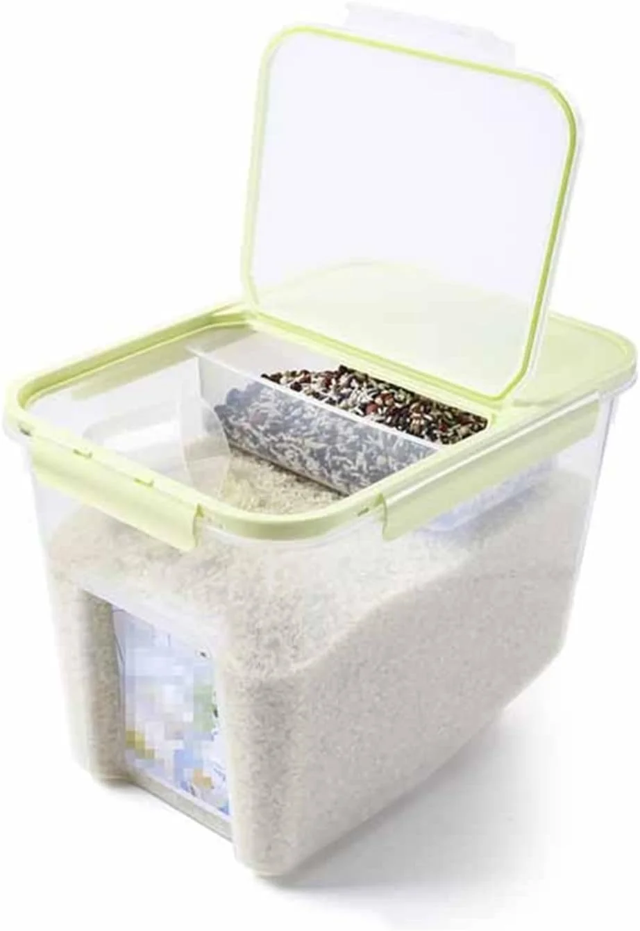 ظرف نگهداری مواد غذایی آشپزخانه با درب، ظروف نگهداری مواد غذایی، ظروف پلاستیکی درب دار برای نگهداری آرد، شکر، برنج (رنگ: سبز، سایز: متوسط)