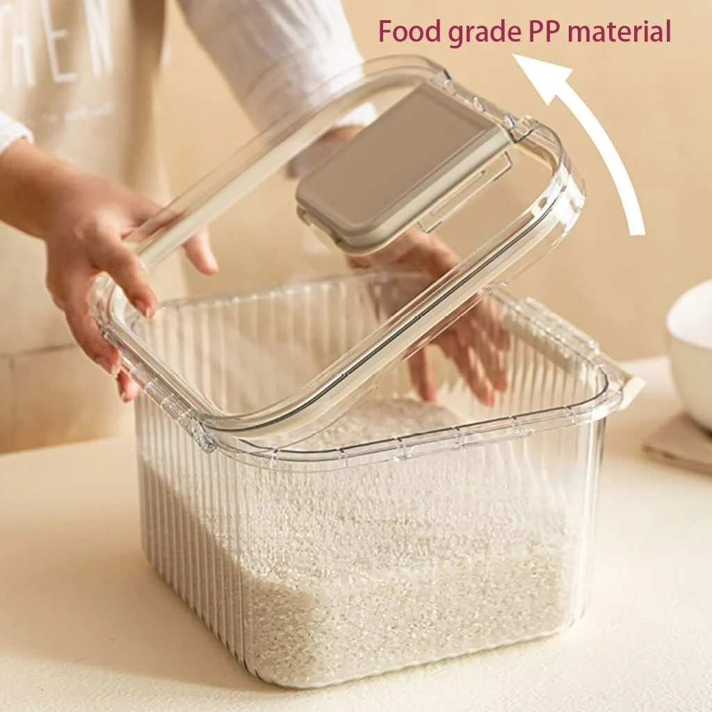 ظرف نگهداری برنج و مواد غذایی خشک فله، سطل برنج پلاستیکی با پیمانه اندازه گیری، جعبه نگهداری برنج، ظرف بزرگ و مهر و موم شده غلات (رنگ: سفید، سایز: S/25.8 * 24.2 * 17cm) ظرف نگهداری برنج و مواد غذایی خشک فله، سطل برنج پلاستیکی با پیمانه اندازه گیری، جعبه نگهداری برنج، ظرف بزرگ و مهر و موم شده غلات (رنگ: سفید، سایز: S/25.8 * 24.2 * 17cm)