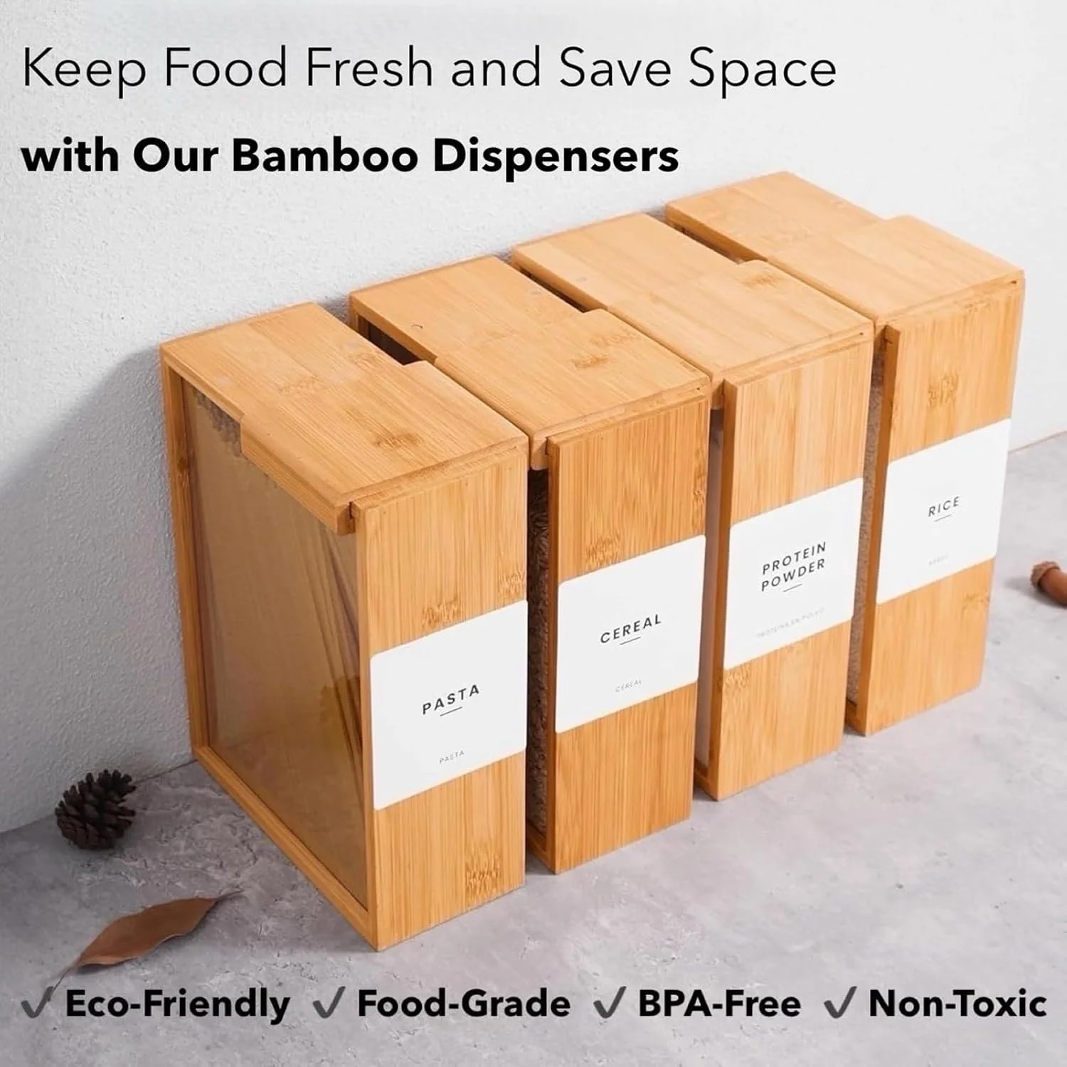 ظرف نگهدارنده غذا، ظرف غلات 3 لیتری بامبو، ظروف نگهداری مواد غذایی دربسته مناسب برای سازماندهی آشپزخانه و مواد غذایی، ظرف غلات و آرد، سازگار با محیط زیست، فاقد BPA و مواد سمی ظرف نگهدارنده غذا، ظرف غلات 3 لیتری بامبو، ظروف نگهداری مواد غذایی دربسته مناسب برای سازماندهی آشپزخانه و مواد غذایی، ظرف غلات و آرد، سازگار با محیط زیست، فاقد BPA و مواد سمی